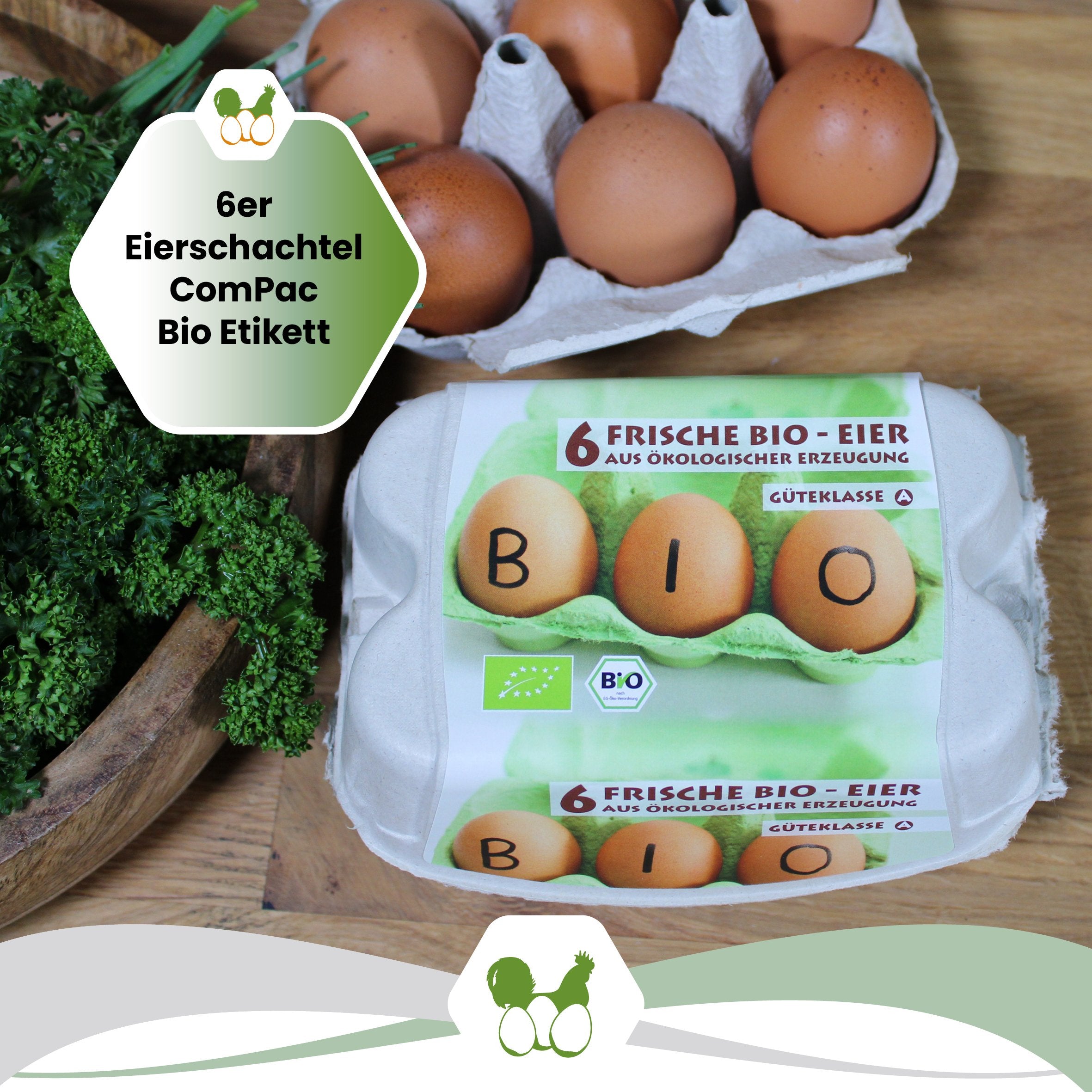 ComPac 6er Eierschachteln mit Bio-Etikett "6er Eierschachtel ComPac Bio Etikett"