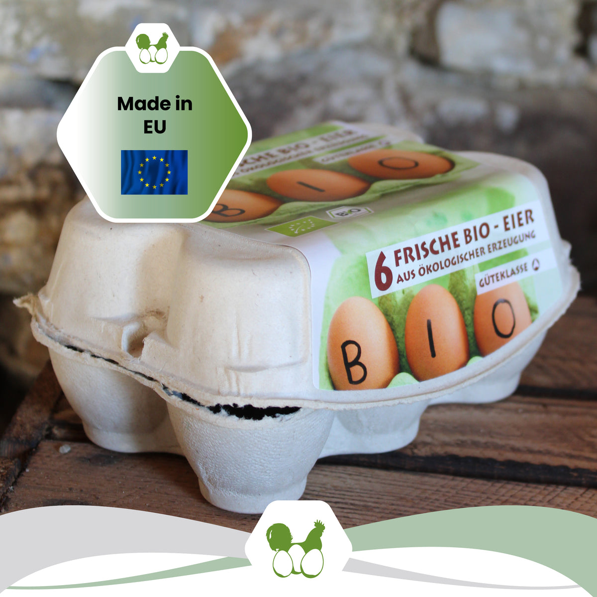 6er ComPac mit Bio-Etikett in Naturweiß "Made in EU"