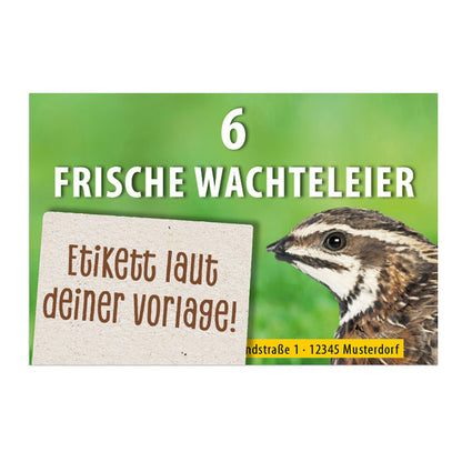 6er Wachtel-Eierschachtel-Etiketten laut deiner Druckvorlage