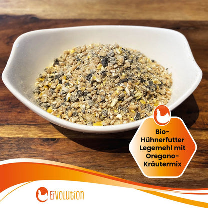 Bio-Hühnerfutter Legemehl mit Oregano-Kräutermix 