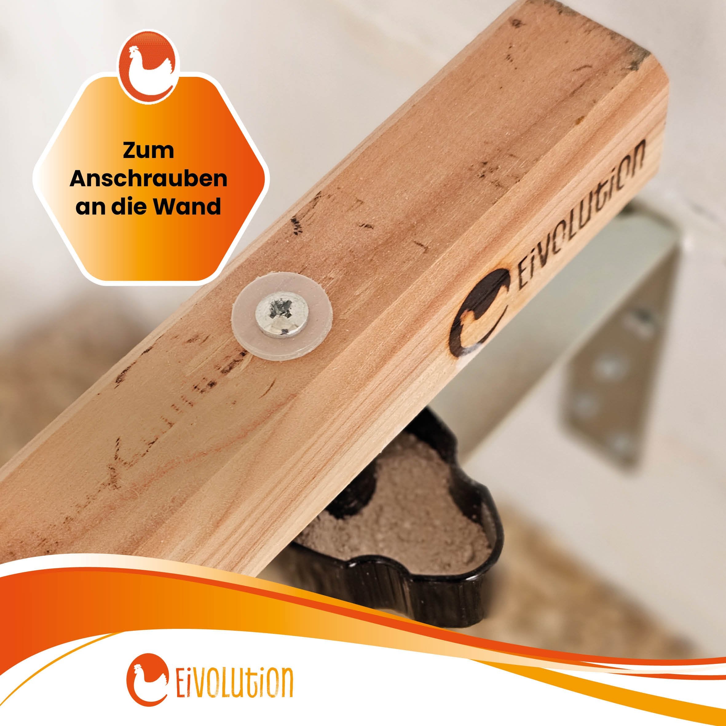 Sitzstange mit Anti-Milben-Halterung im Set "Zum anschrauben an die Wand" 