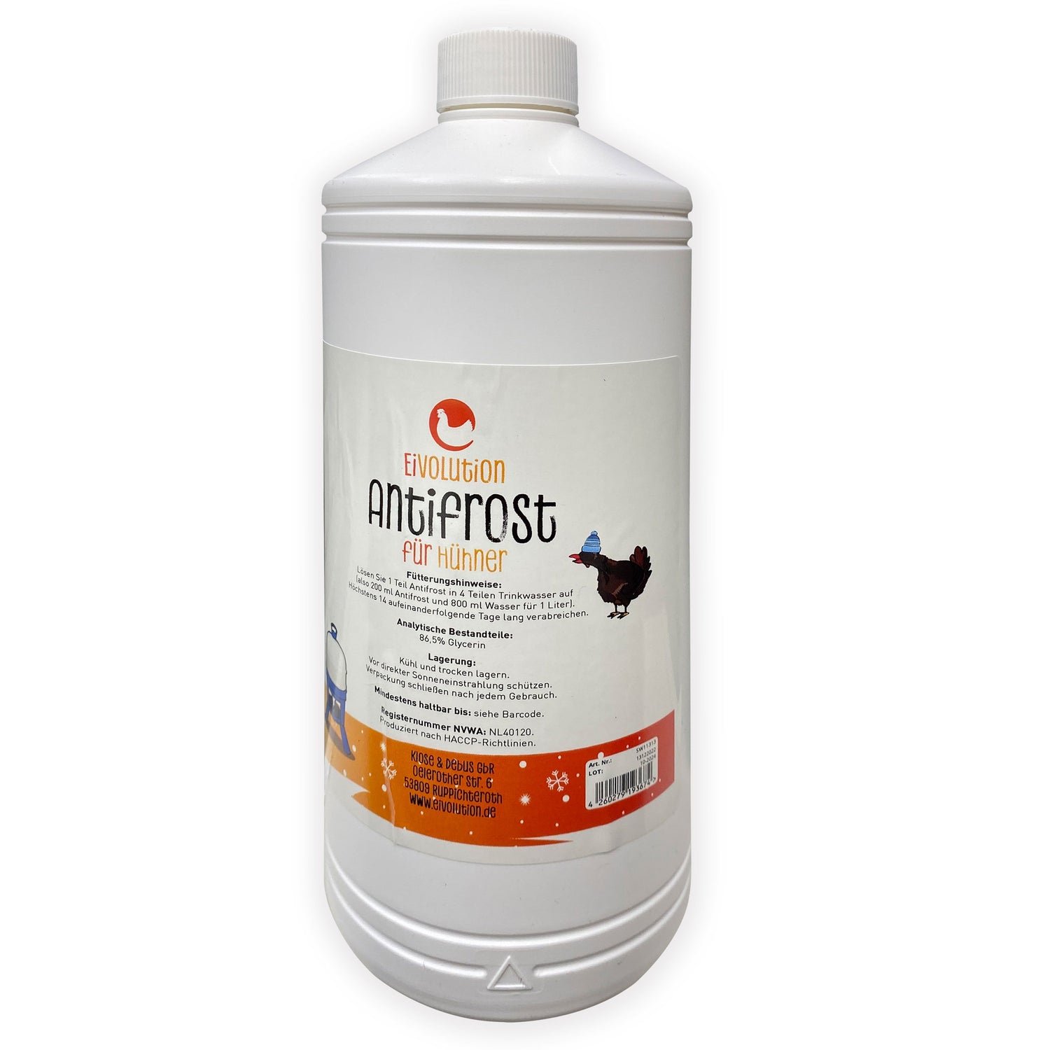 Eivolution Antifrost Tränkenzusatz für Geflügel, Rückseite 
