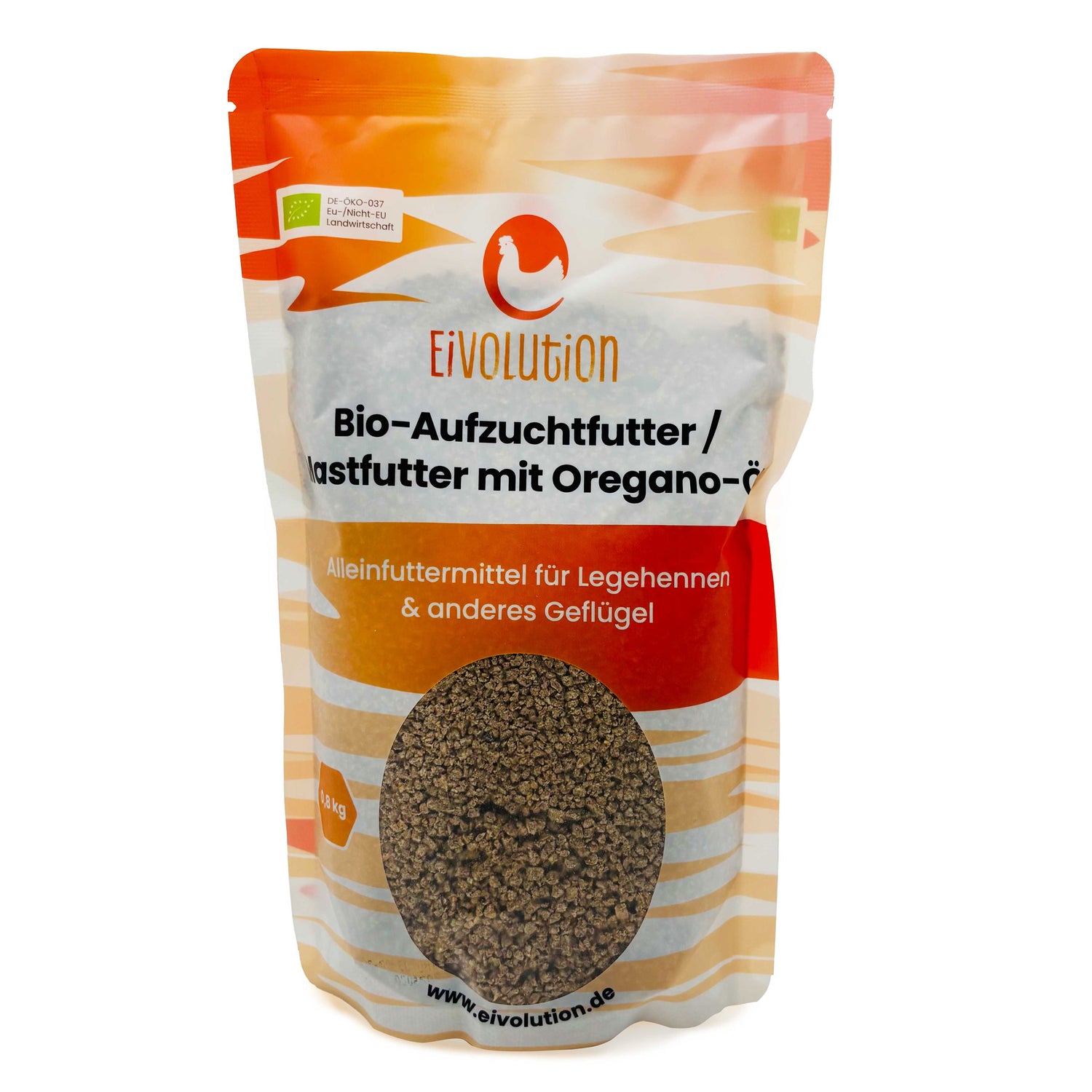 Bio-Aufzuchtfutter / Bio-Mastfutter mit Oregano-Öl, 800 g Beutel