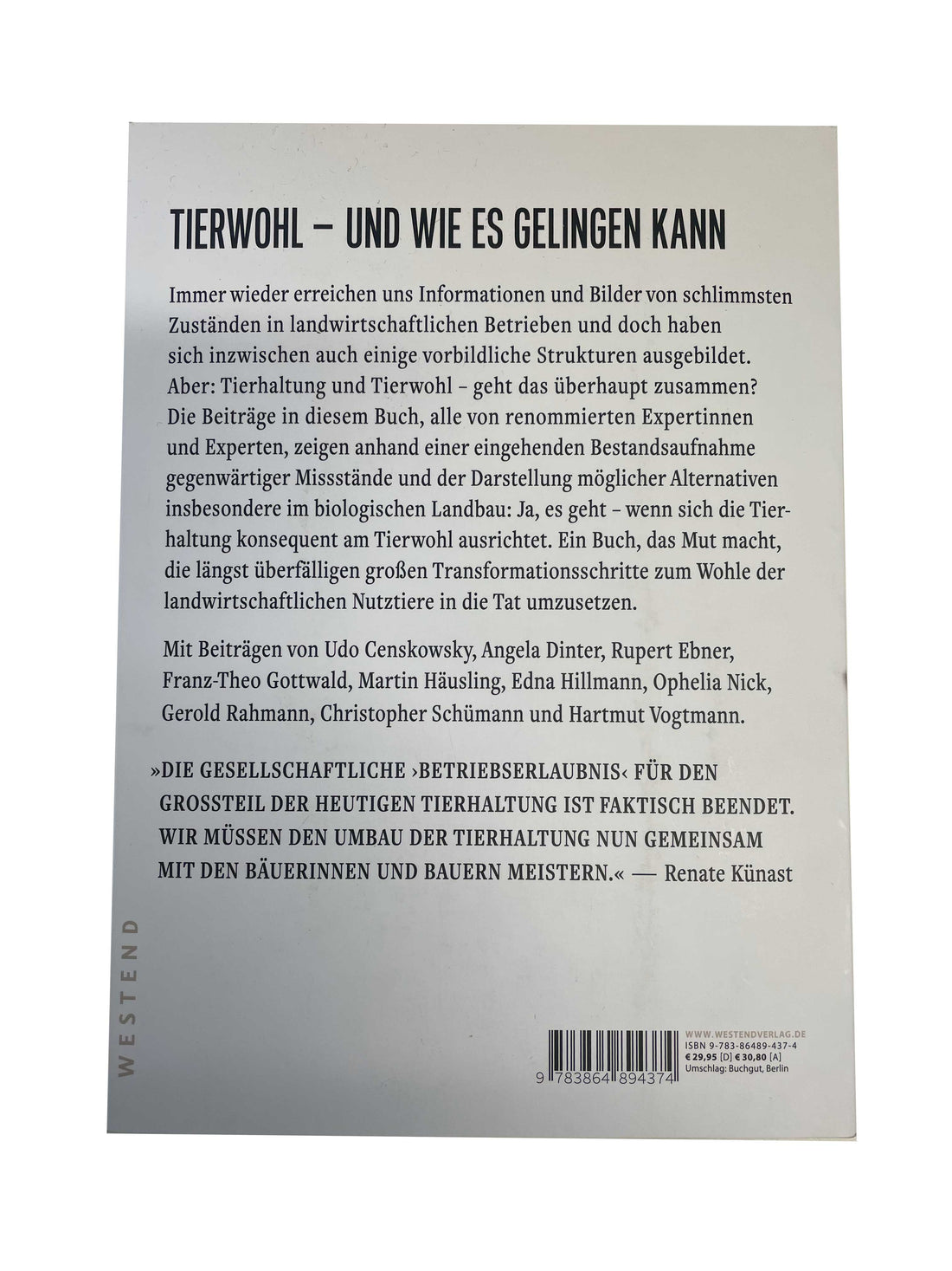 Buch "Nutztiere - Mehr als eine Frage der Haltung", Rückseite