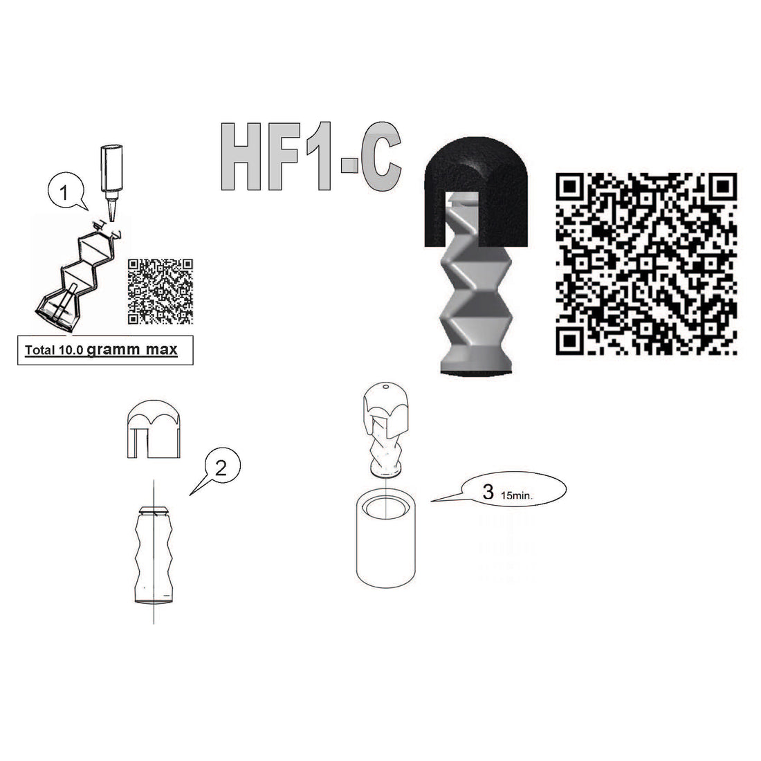 Eierstempel zur Eierkennzeichnung für ein Ei (Einzelstempel Egg-Flex) "HF1-C " und QR Codes