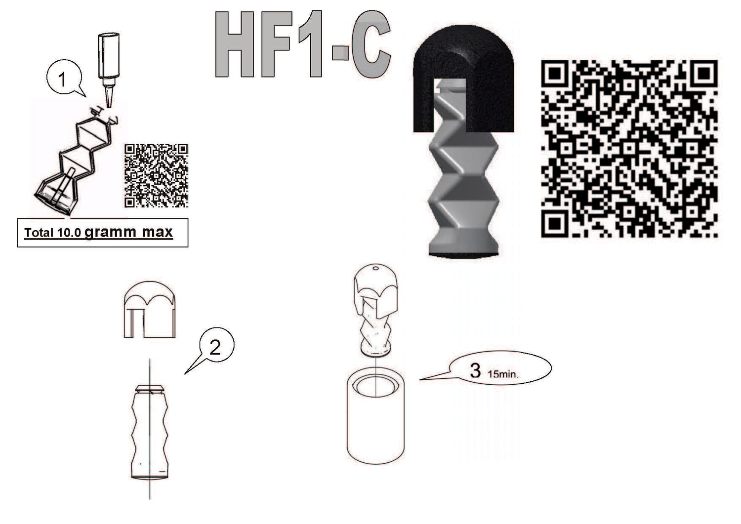Eierstempel zur Eierkennzeichnung für ein Ei (Einzelstempel Egg-Flex) "HF1-C " und QR Codes