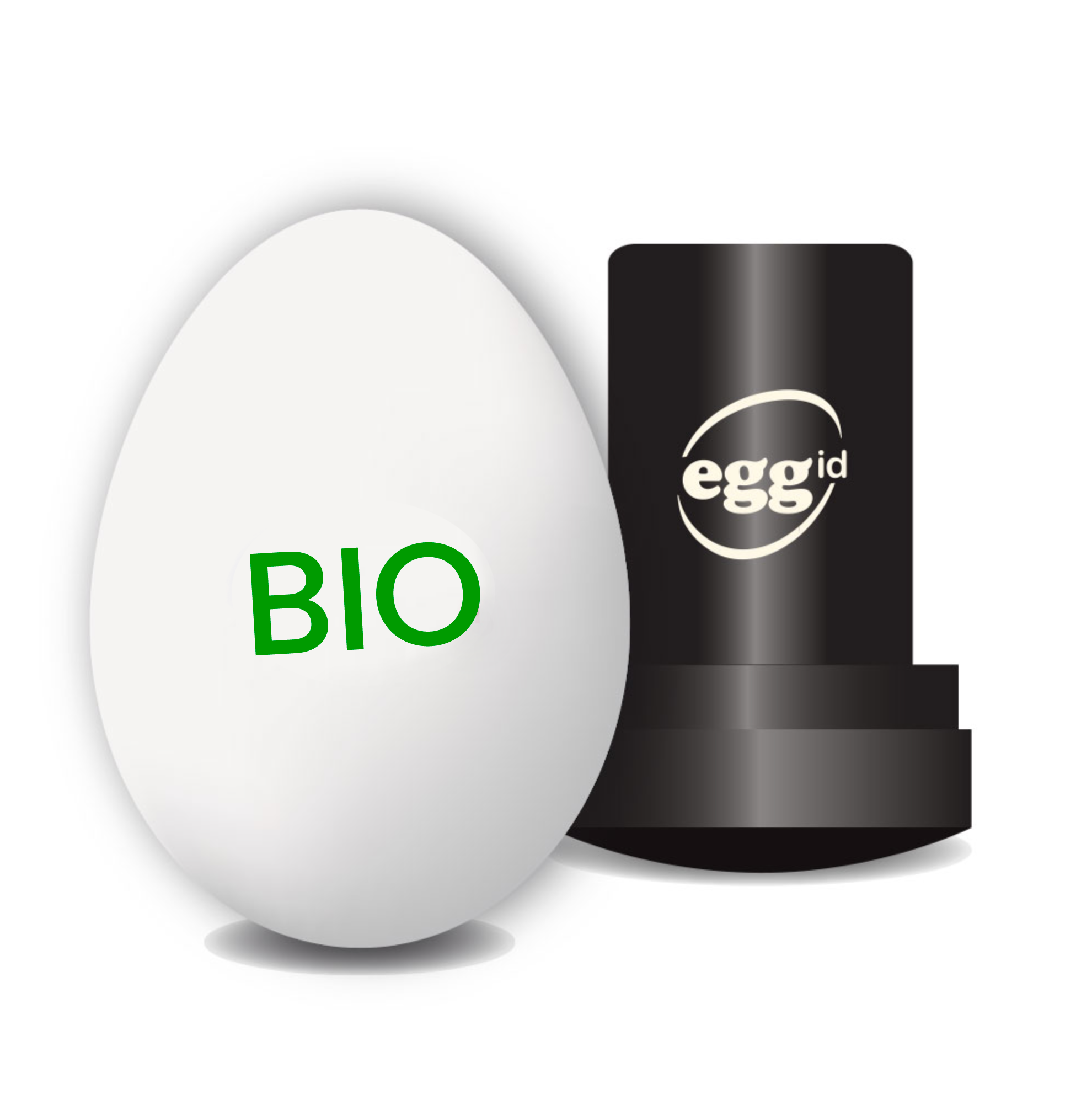 Eierstempel "BIO", Ei und Stempel