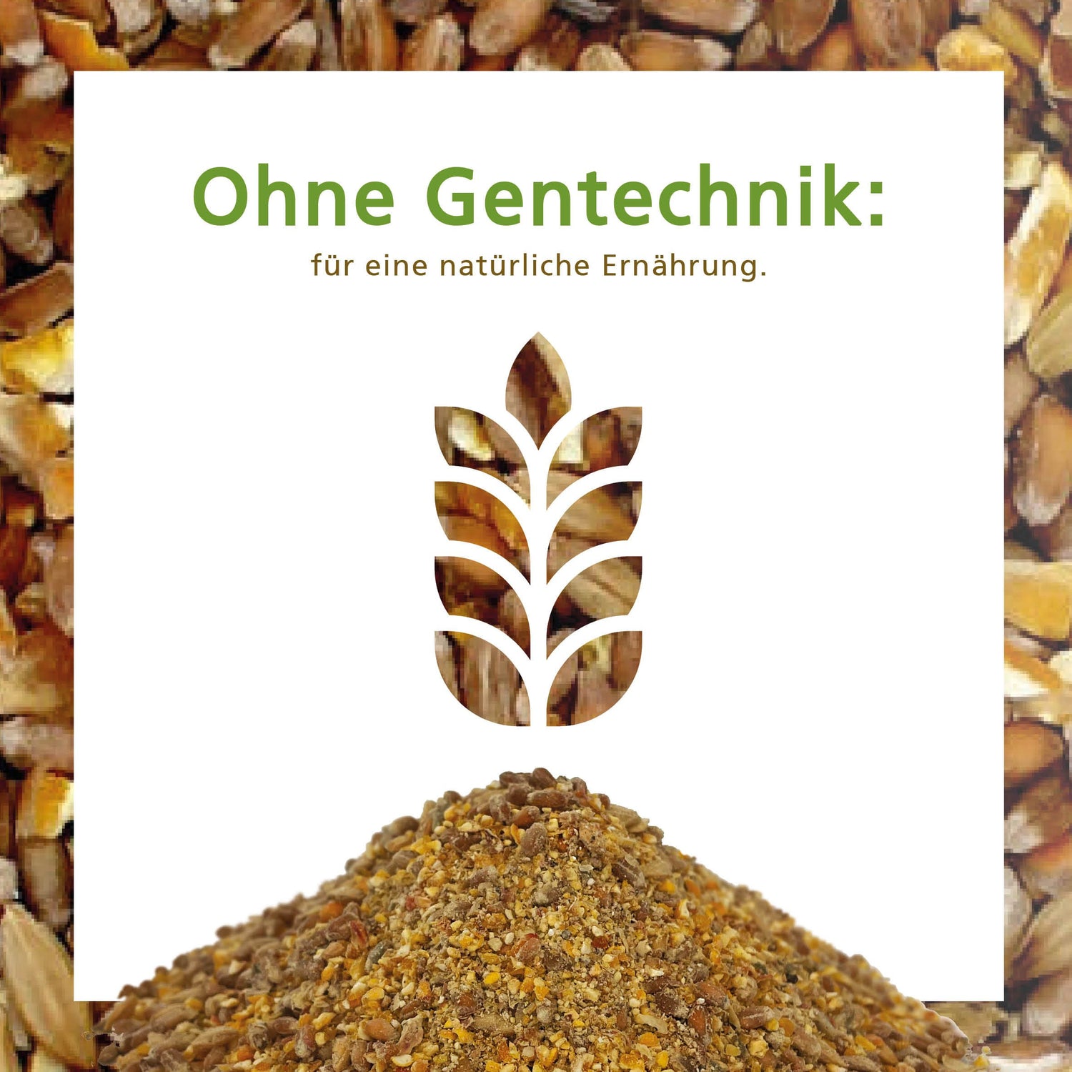 Geflügelkörnerfutter von Carl Wolf "Ohne Gentechnik: für eine natürliche Ernährung" 