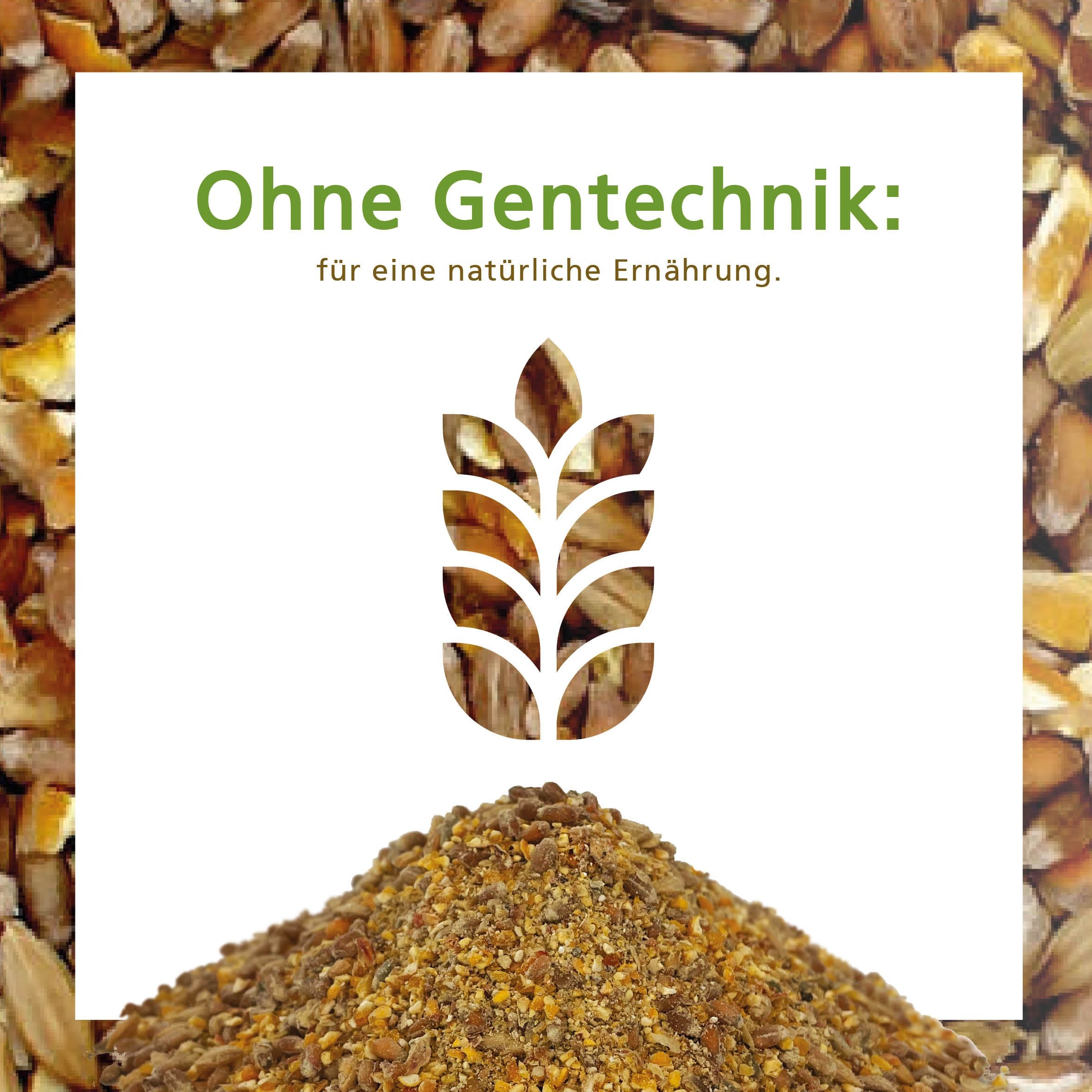 Geflügelkörnerfutter von Carl Wolf "Ohne Gentechnik: für eine natürliche Ernährung" 