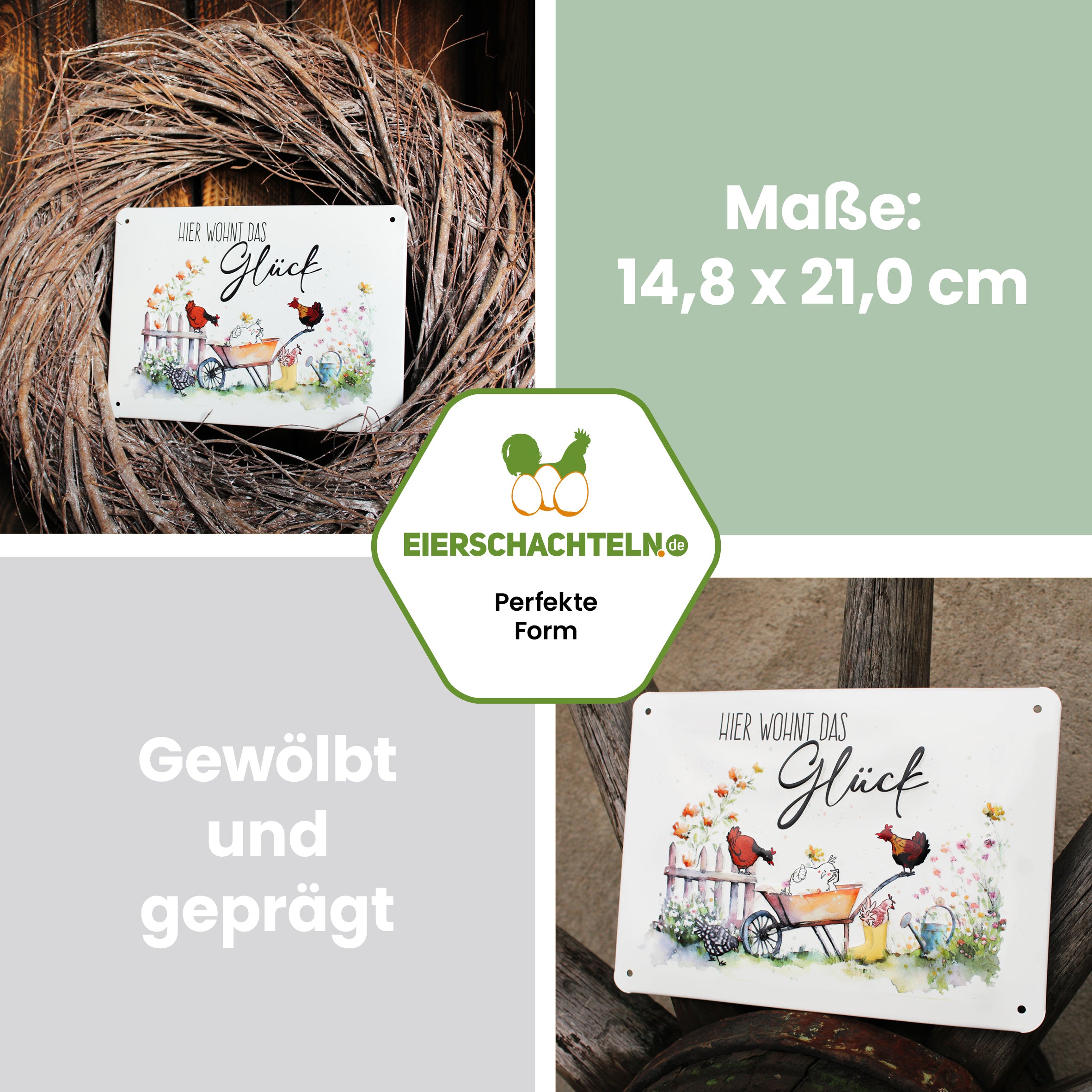 Vintage Dekoschild, Eileen &amp; Friends "Maße: 14,8 x 21,0 cm gewölbt und geprägt"