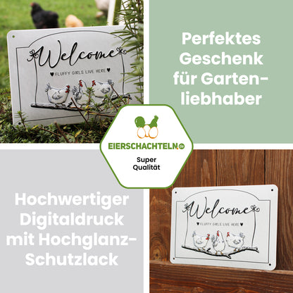 Dekoschild, Welcome "Perfektes Geschenk für Gartenliebhaber hochwertiger Digitaldruck mit Hochglanz-Schutzlack"