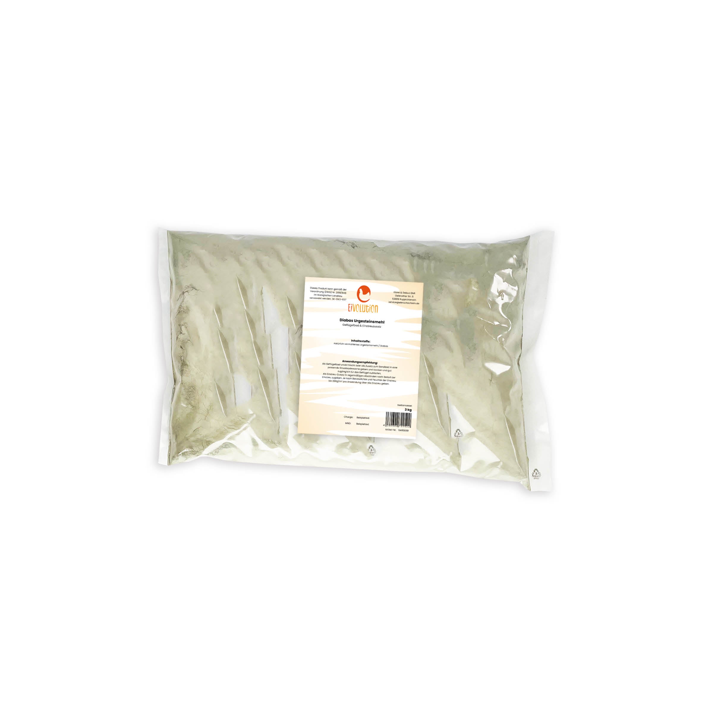 Geflügelbad &amp; Einstreuzusatz, Diabas Urgesteinsmehl, 3 kg Sack