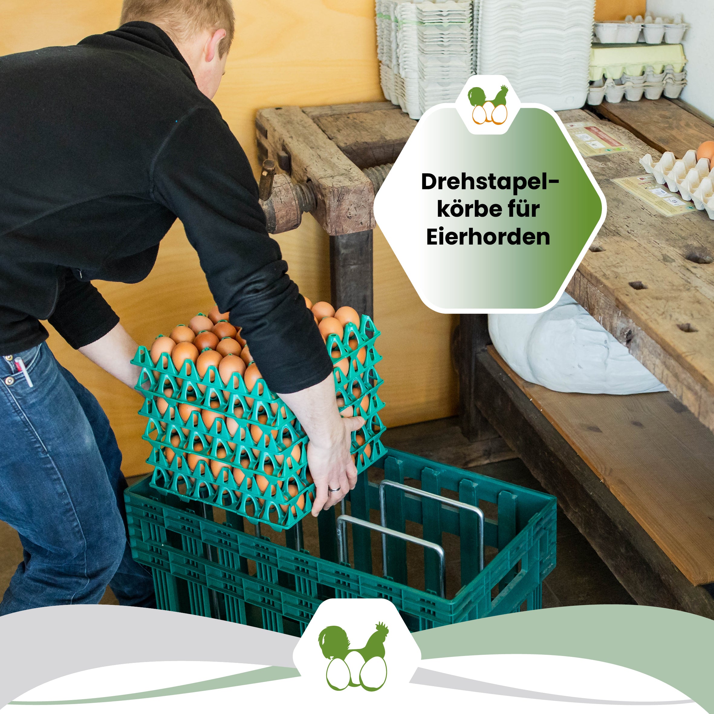Drehstapelkörbe für Eierhorden "Drehstapelkörbe für Eierhorden"