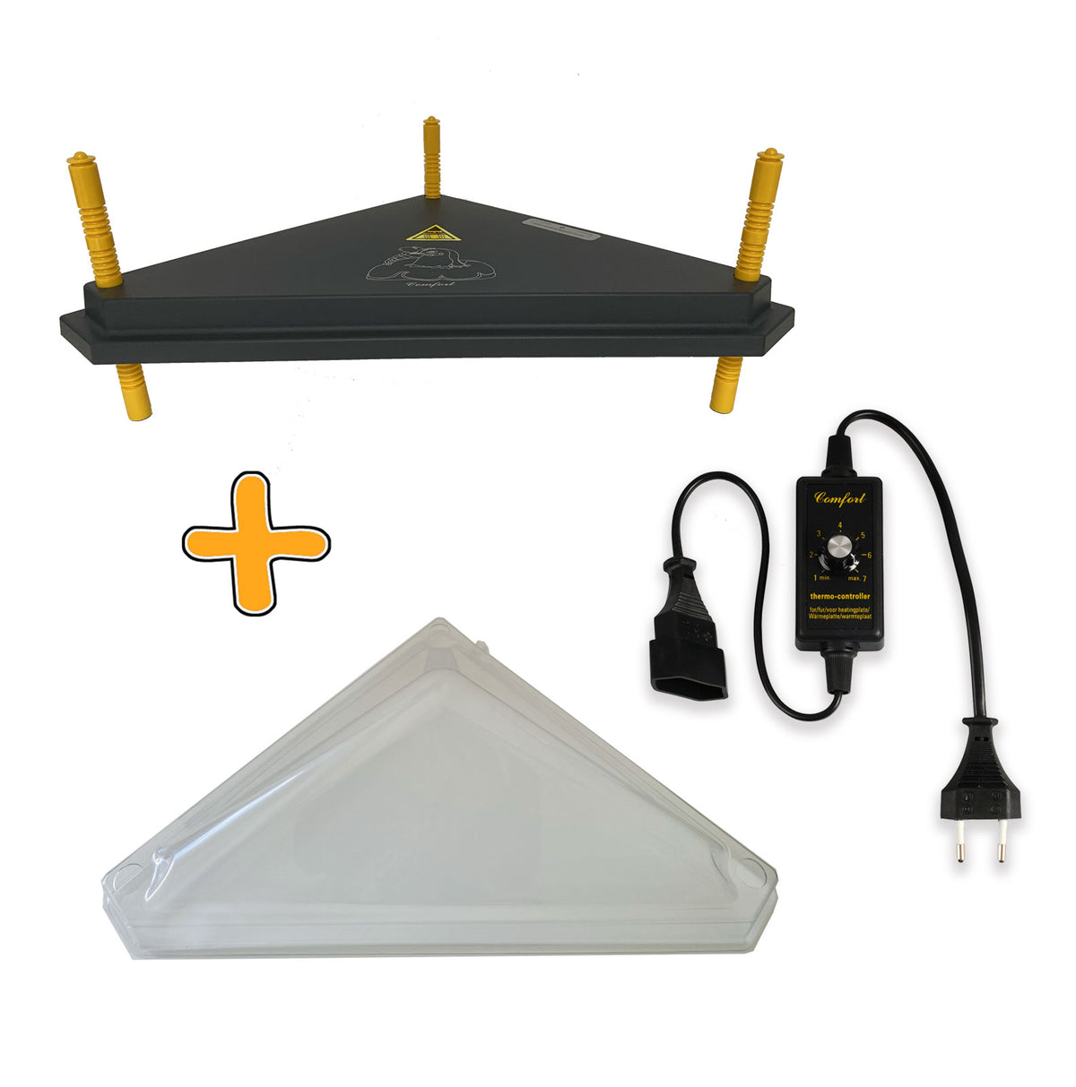 Kükenwärmeplatte Dreieck 40cm mit Schutzhaube und Dimmer 