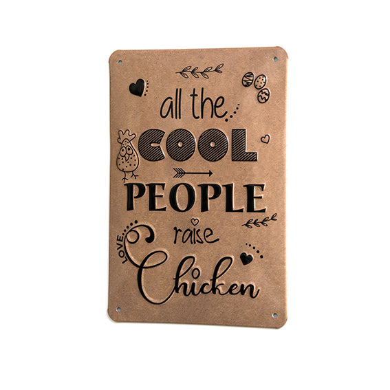 Alu-Schild designed by Hühnergeschichten "Cool People", gewölbt und geprägt 14,8 x 21 cm
