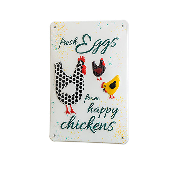 Alu-Schild Little Farm Design "Happy", gewölbt und geprägt 14,8 x 21 cm