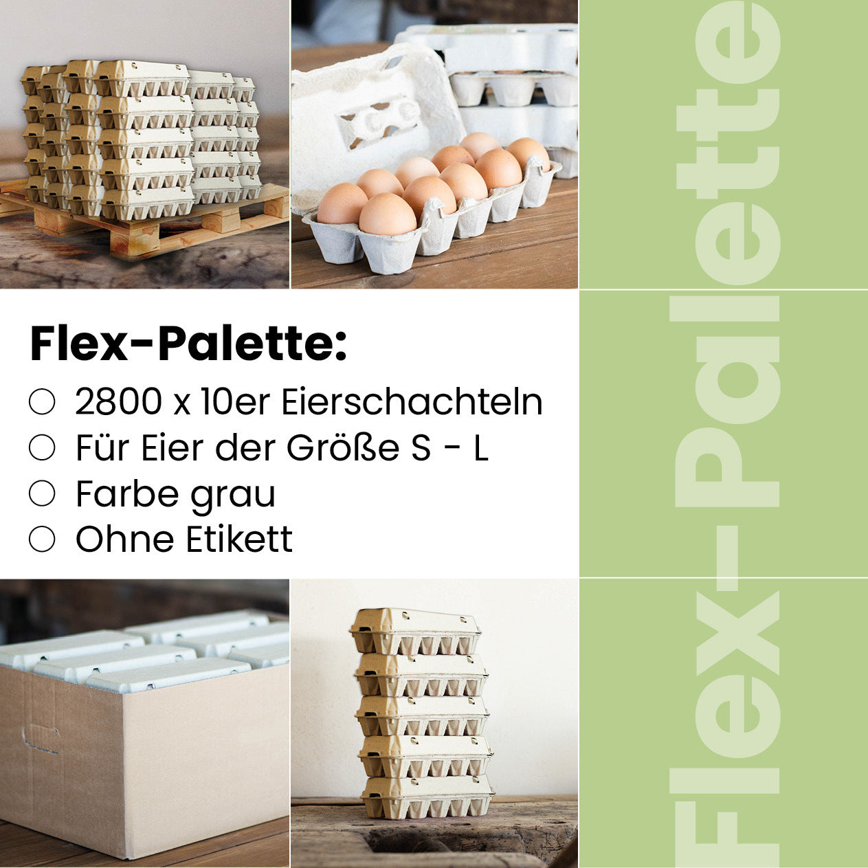 Flex-Palette: 2800 Stück 10er Eierschachteln neutral ohne Etikett

