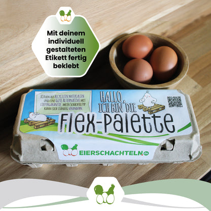 Flex-Palette 10er mit eigenem Etikett "Mit deinem individuell gestalteten Etikett fertig beklebt"