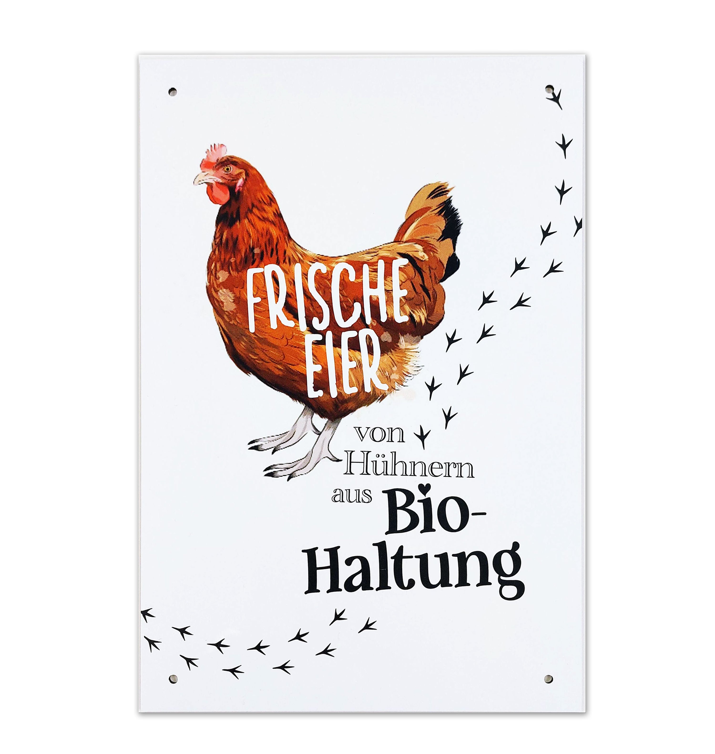 Alu-Schild „Frische Eier aus Biohaltung“