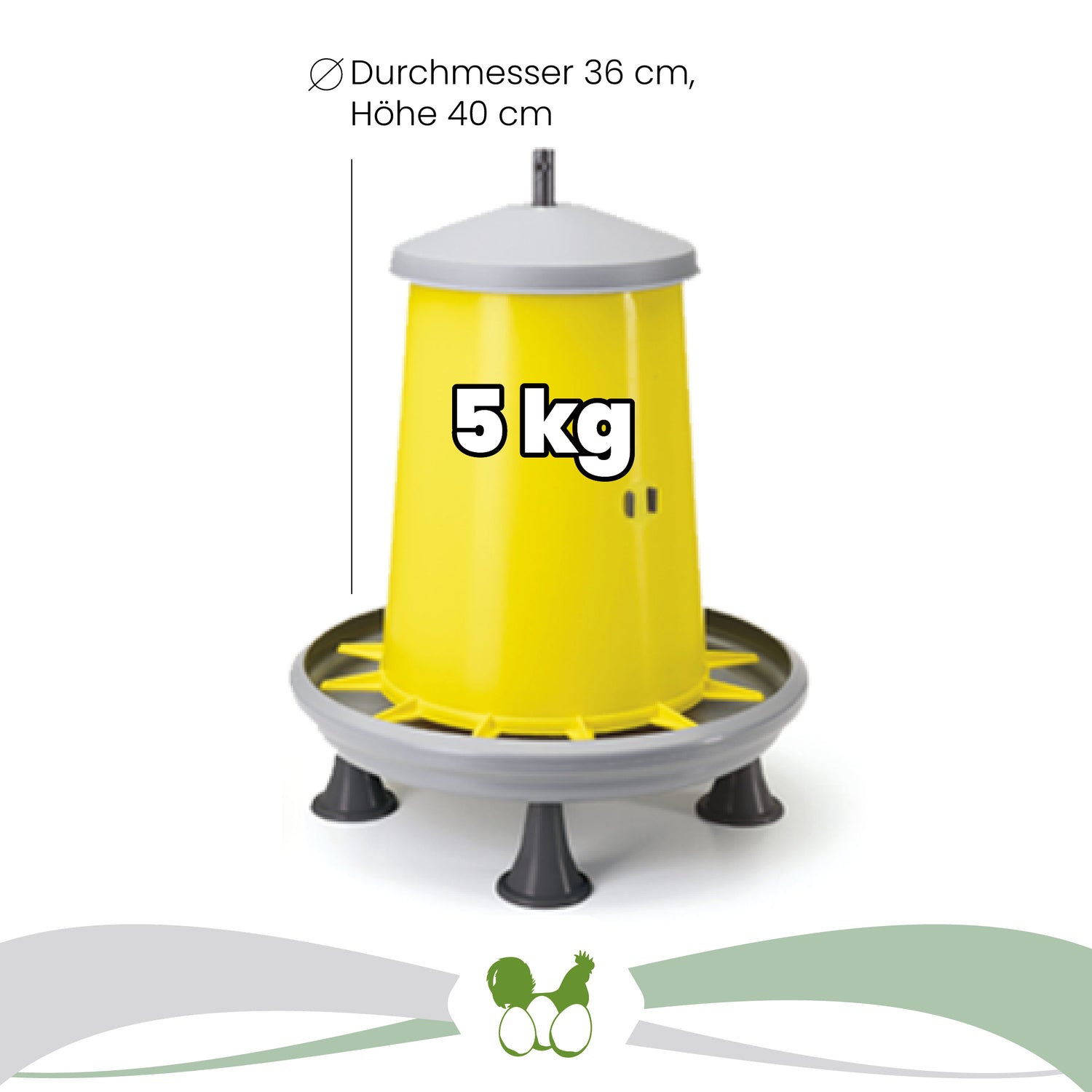 Futterautomat mit Füßen gelb / grau, 5 kg "Durchmesser 36 cm, Höhe 40 cm"