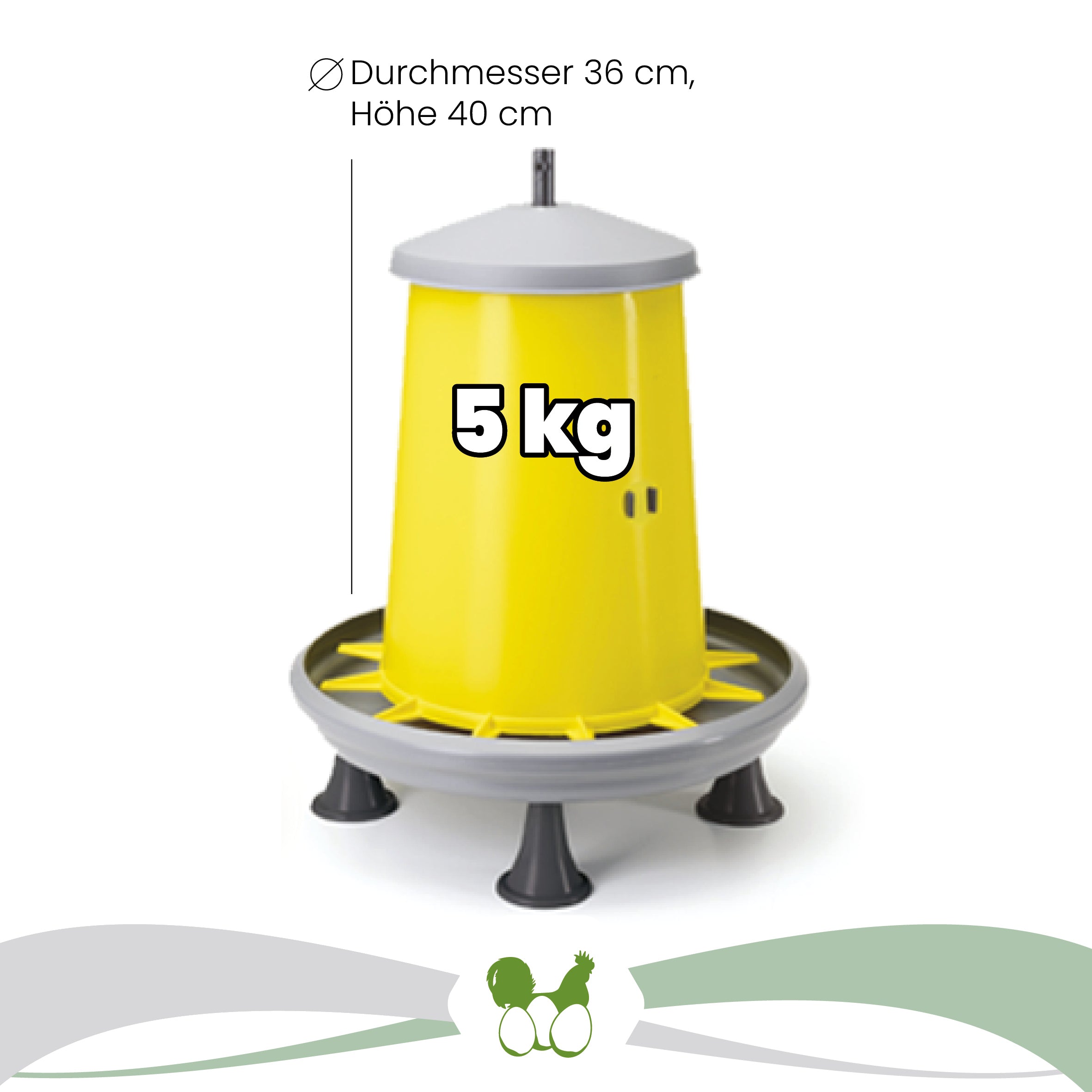 Futterautomat mit Füßen gelb / grau, 5 kg "Durchmesser 36 cm, Höhe 40 cm"