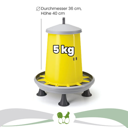 Futterautomat mit Füßen gelb / grau, 5 kg "Durchmesser 36 cm, Höhe 40 cm"