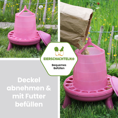 Futterautomat 4 kg in Rosé "Deckel abnehmen &amp; mit Futter befüllen"