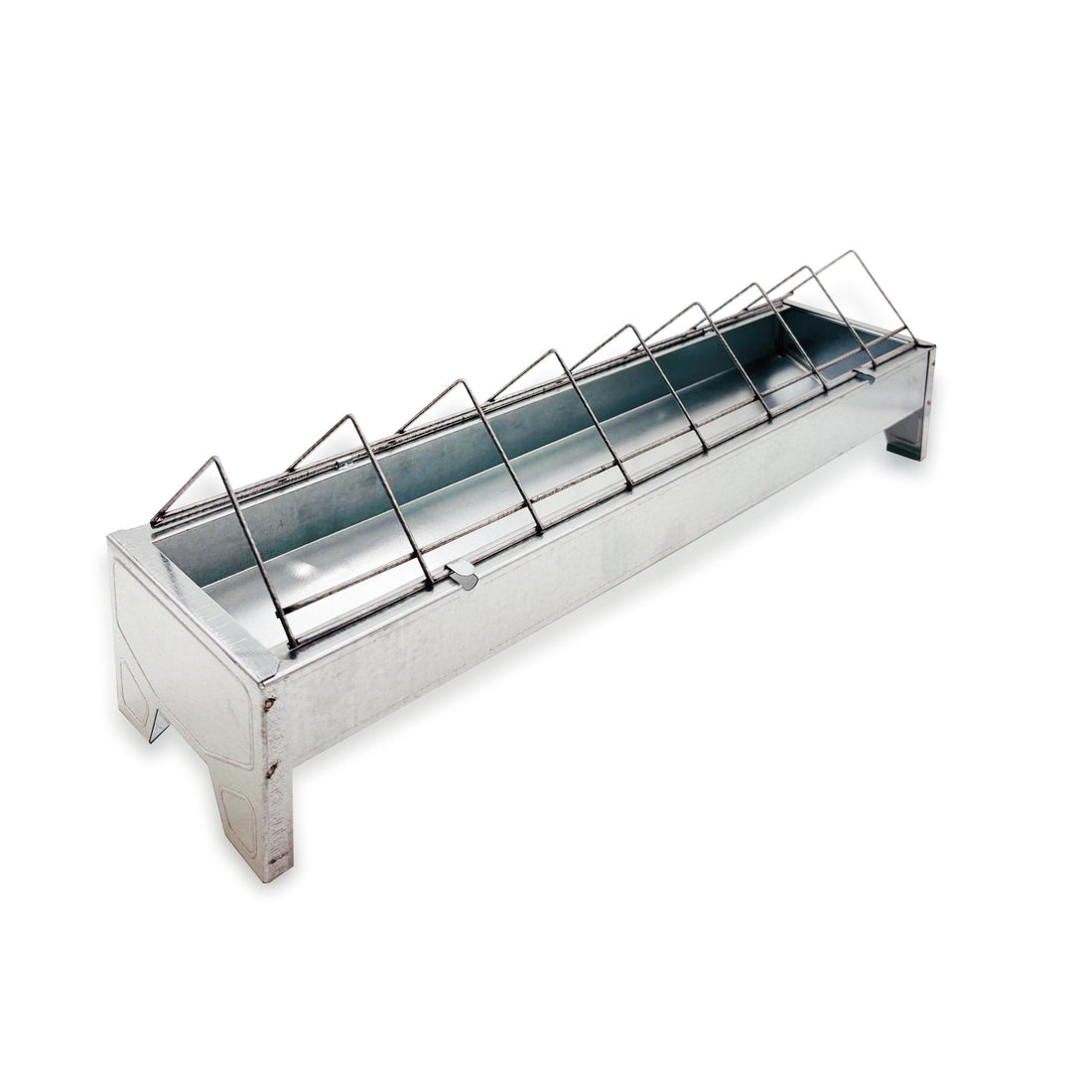 Graue Futterrinne aus Metall, 50 cm – schlicht, robust und praktisch
