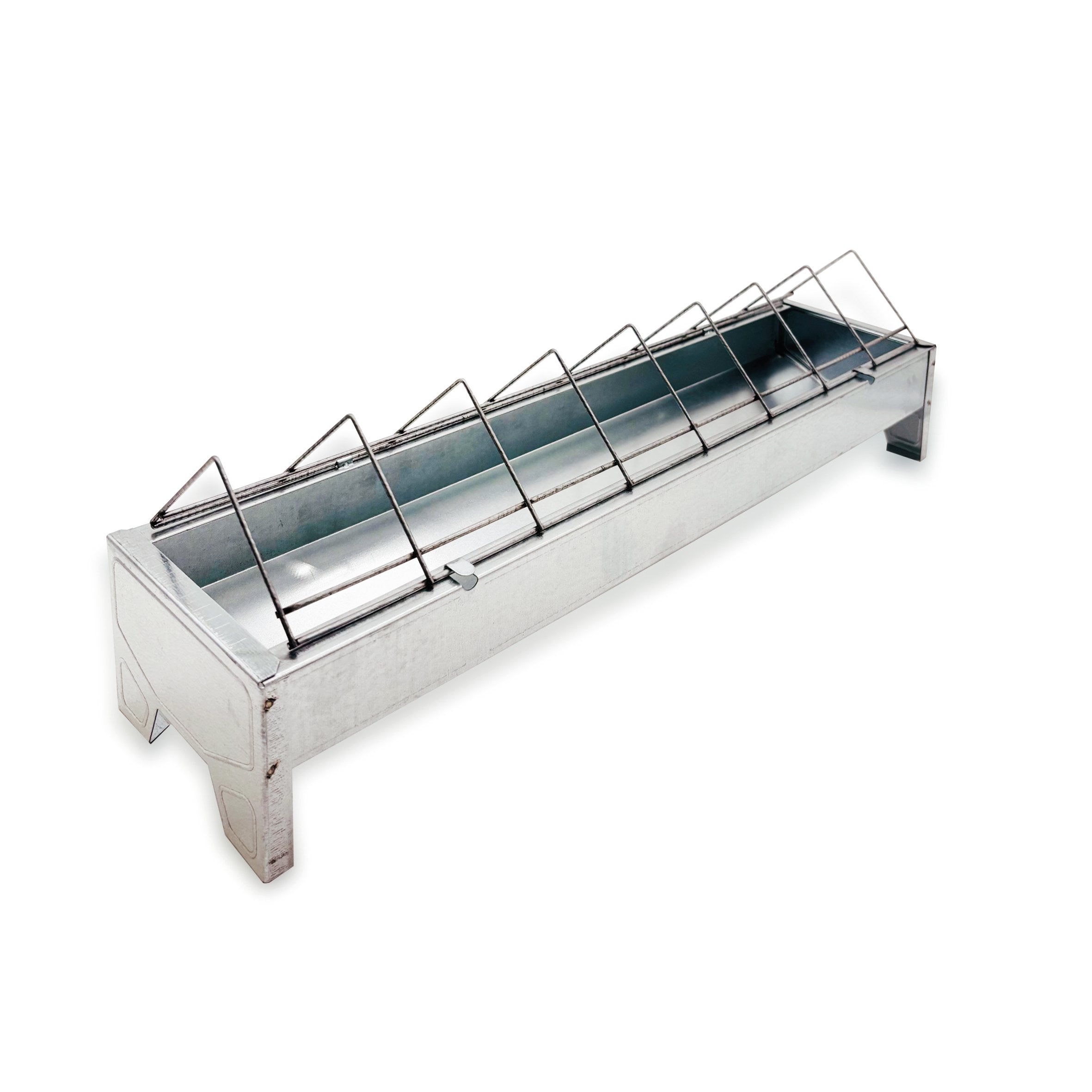 Graue Futterrinne aus Metall, 50 cm – schlicht, robust und praktisch