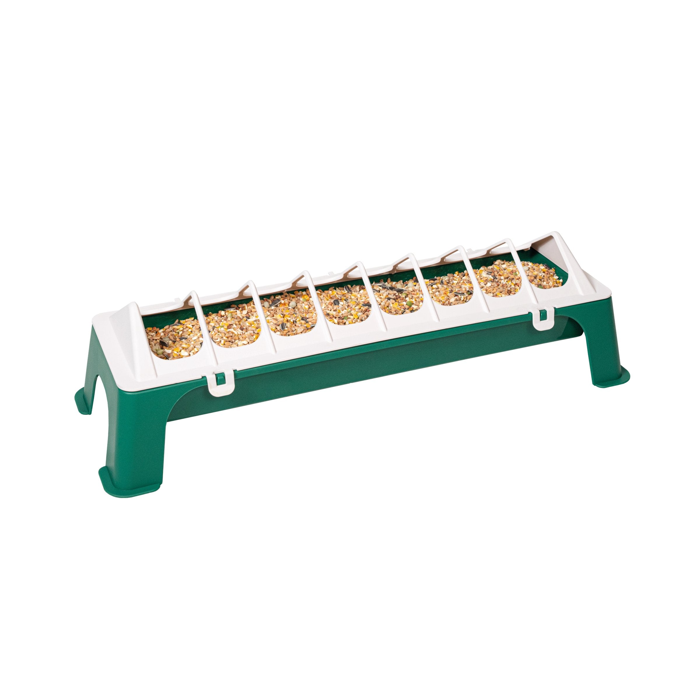 Geflügelfuttertrog aus Kunststoff, grün-weiß – 50 cm, stabil &amp; kompakt
