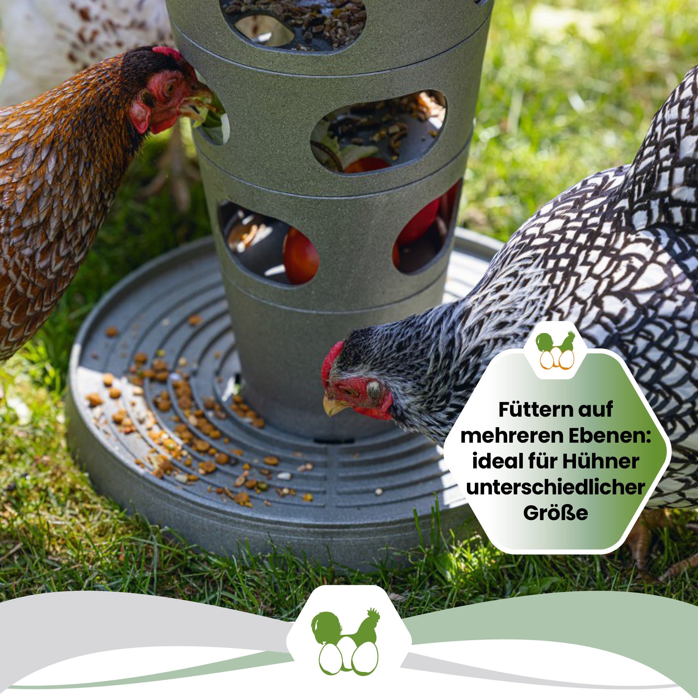 Futterturm Beeztees eco friendly , 36 cm "Füttern auf mehreren Ebenen: ideal für Hühner unterschiedlicher Größe"