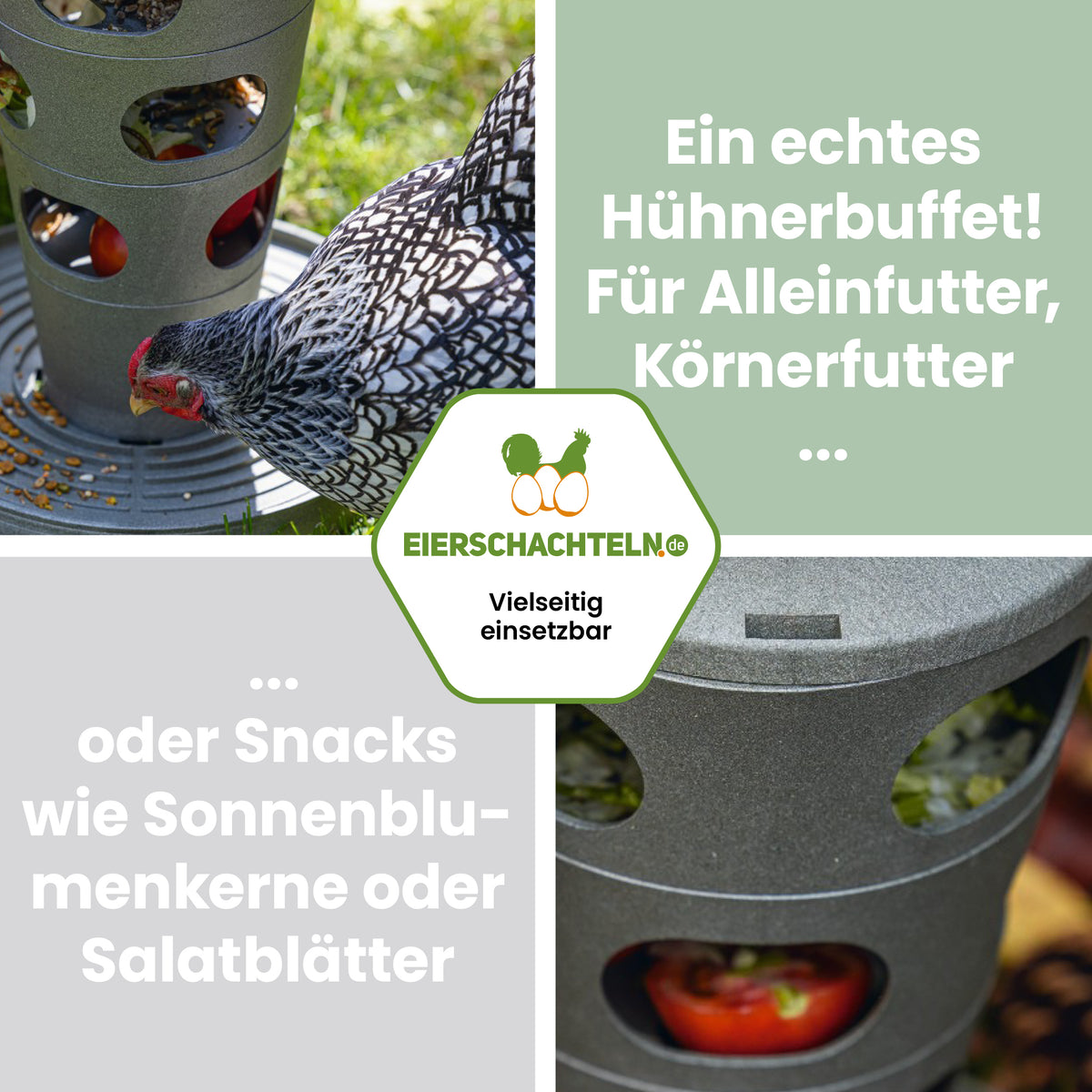 Futterturm Beeztees eco friendly , 36 cm "En echtes Hühnerbuffet! Für Alleinfutter, Körnerfutter oder Snacks wie Sonnenblumenkerne oder Salatblätter"