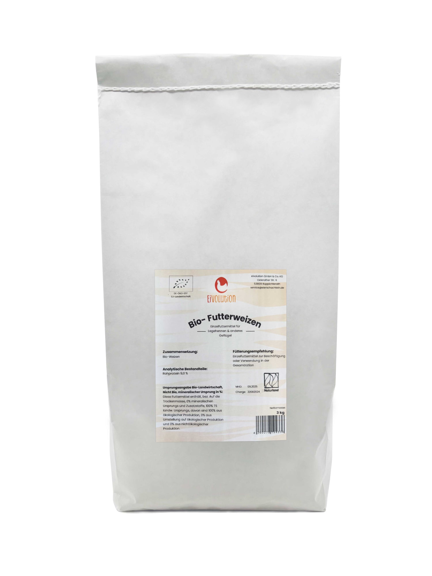 Bio-Futterweizen - Naturland zertifiziert, im 3 kg Sack