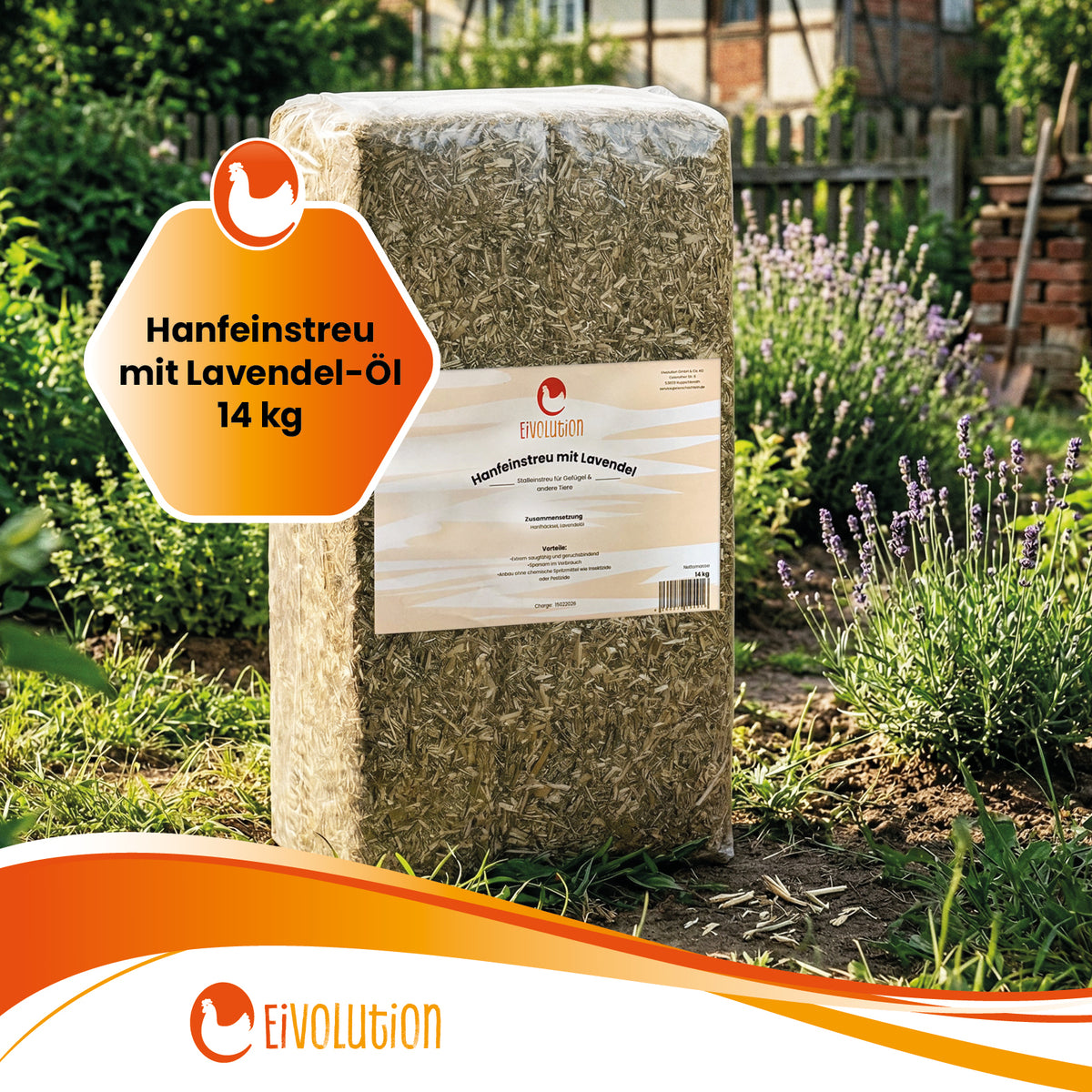 Hanfeinstreu mit Lavendel-Öl – 14 kg Ballen