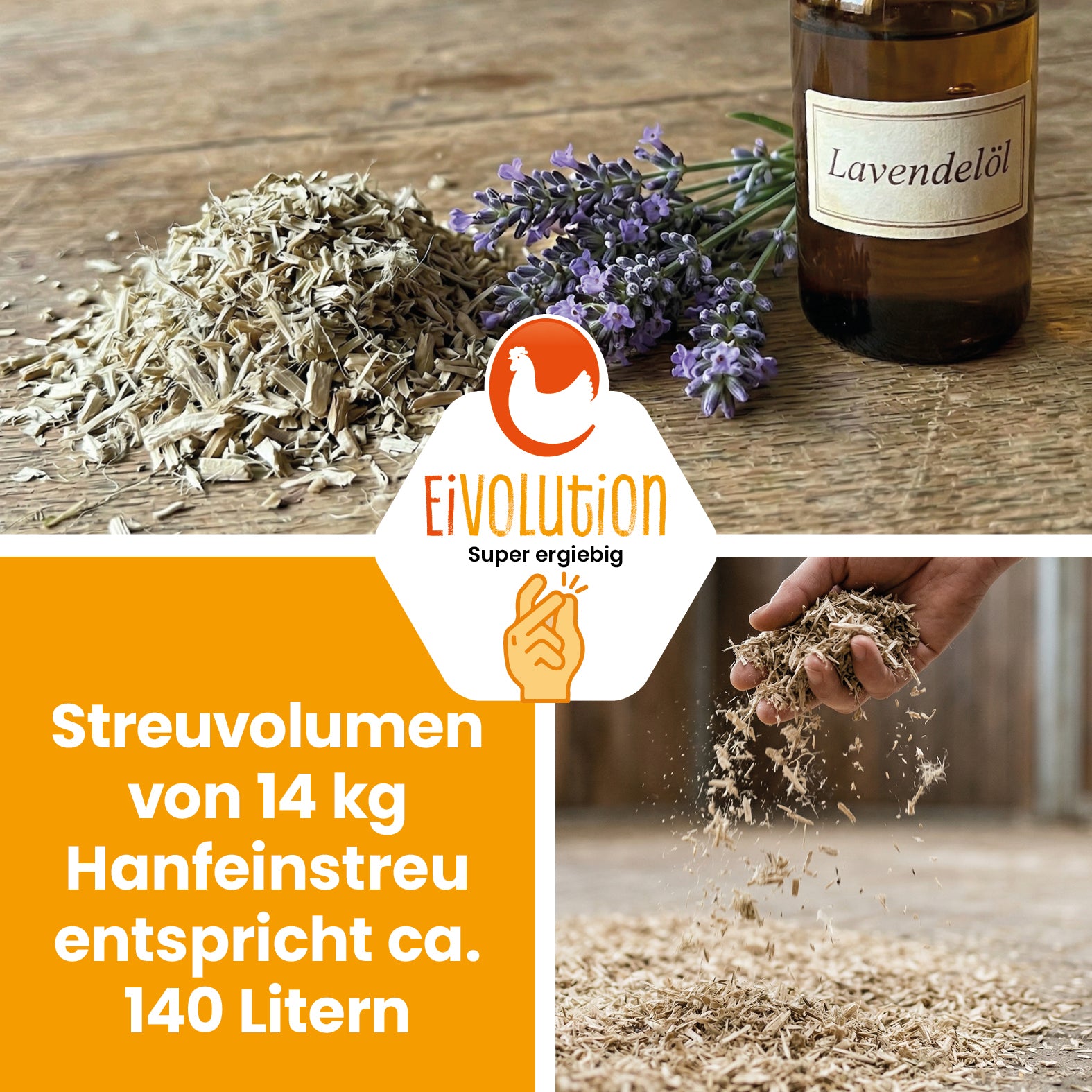 Hanfeinstreu mit Lavendel-Öl – 14 kg Ballen
