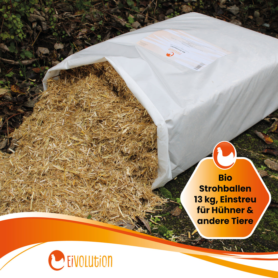 Bio-Strohballen "Bio Strohballen 13 kg, Einstreu für Hühner &amp; andere Tiere"
