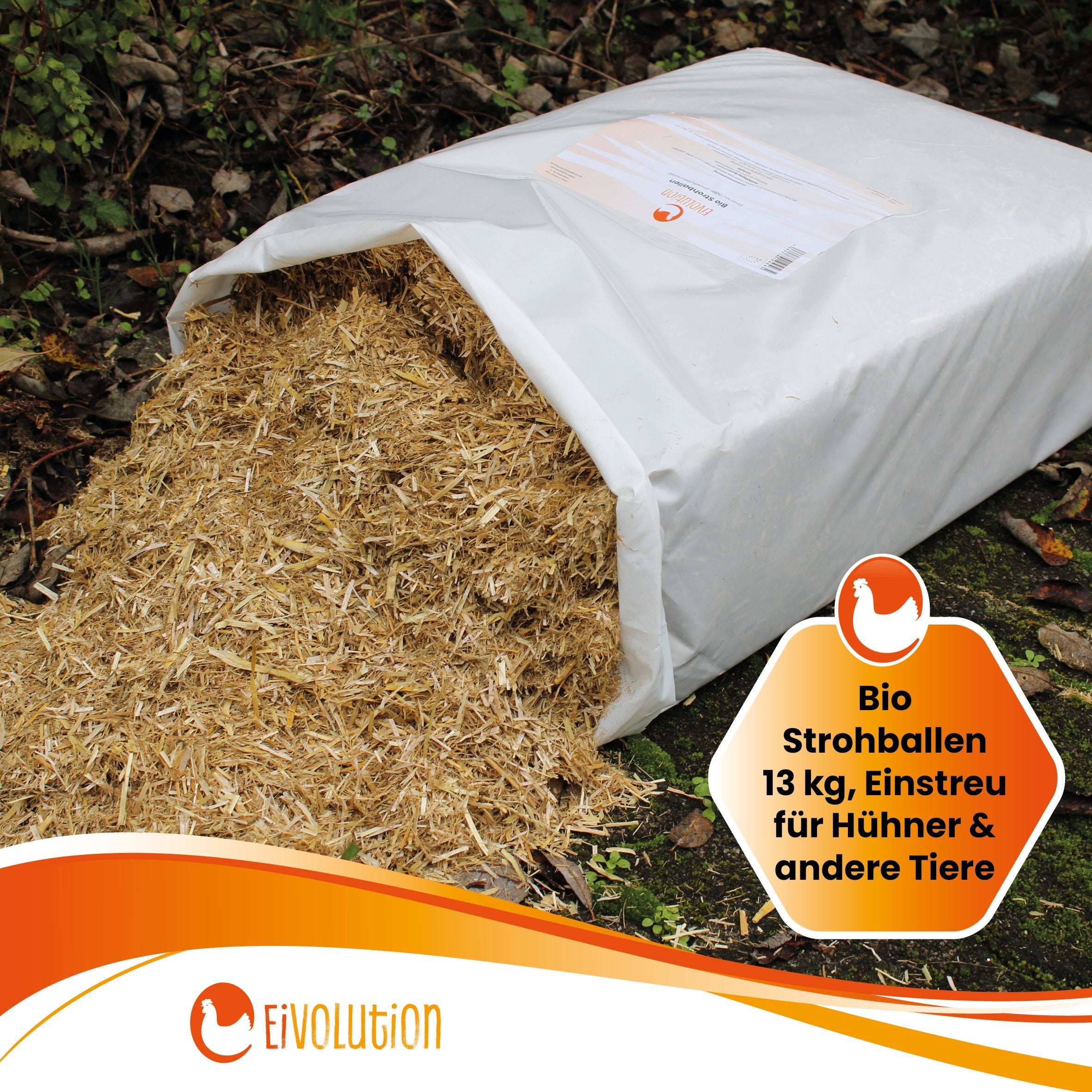 Bio Strohballen "Bio Strohballen 13 kg, Einstreu für Hühner &amp; andere Tiere"
