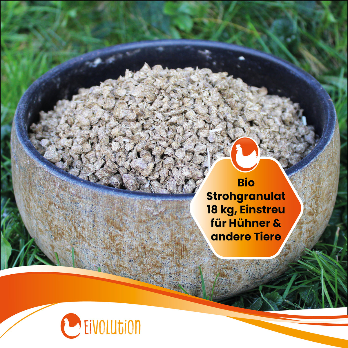 Bio-Strohgranulat "Bio Strohgranulat 18 kg, Einstreu für Hühner &amp; andere Tiere"