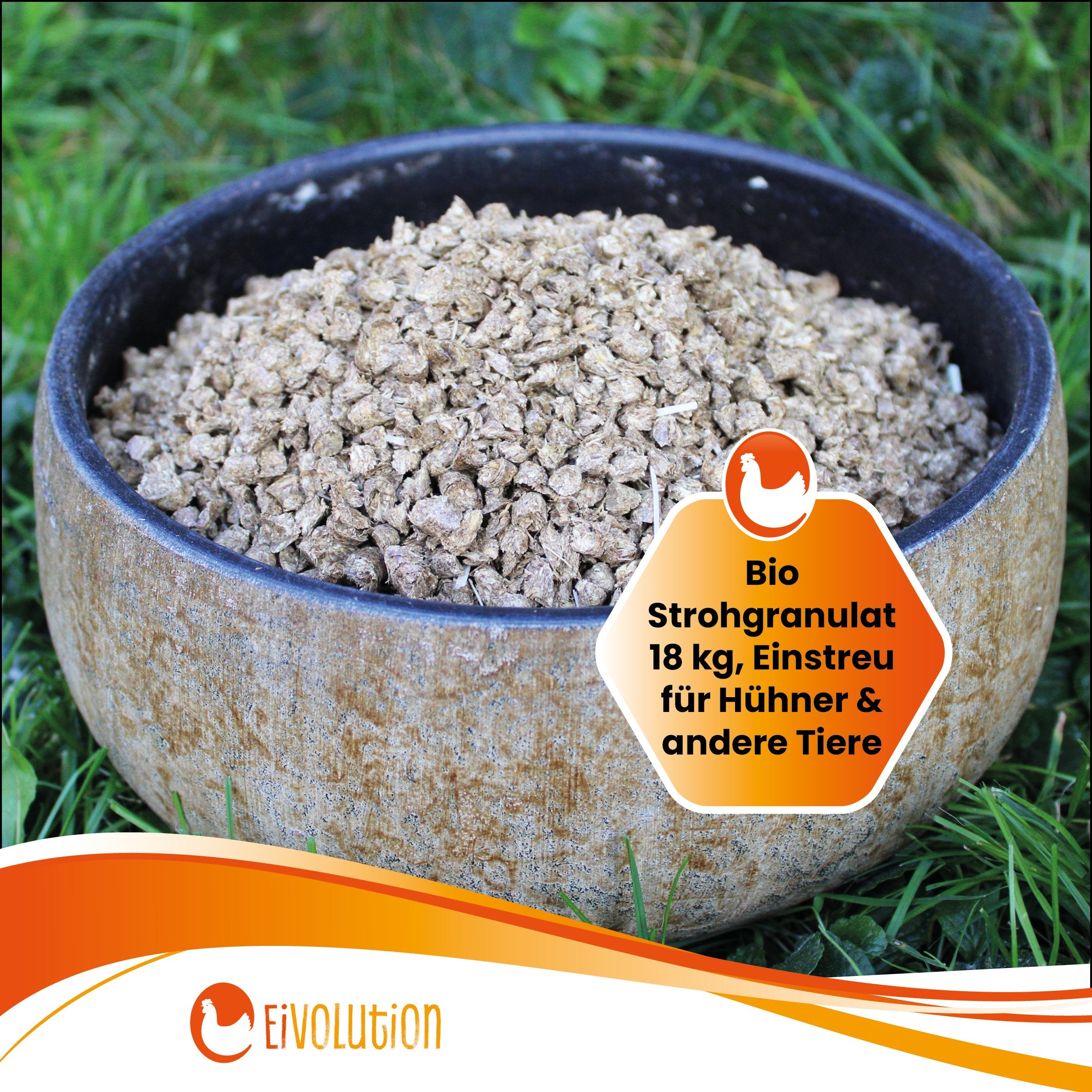 Bio Strohgranulat Einstreu "Bio Strohgranulat 18 kg, Einstreu für Hühner &amp; andere Tiere"