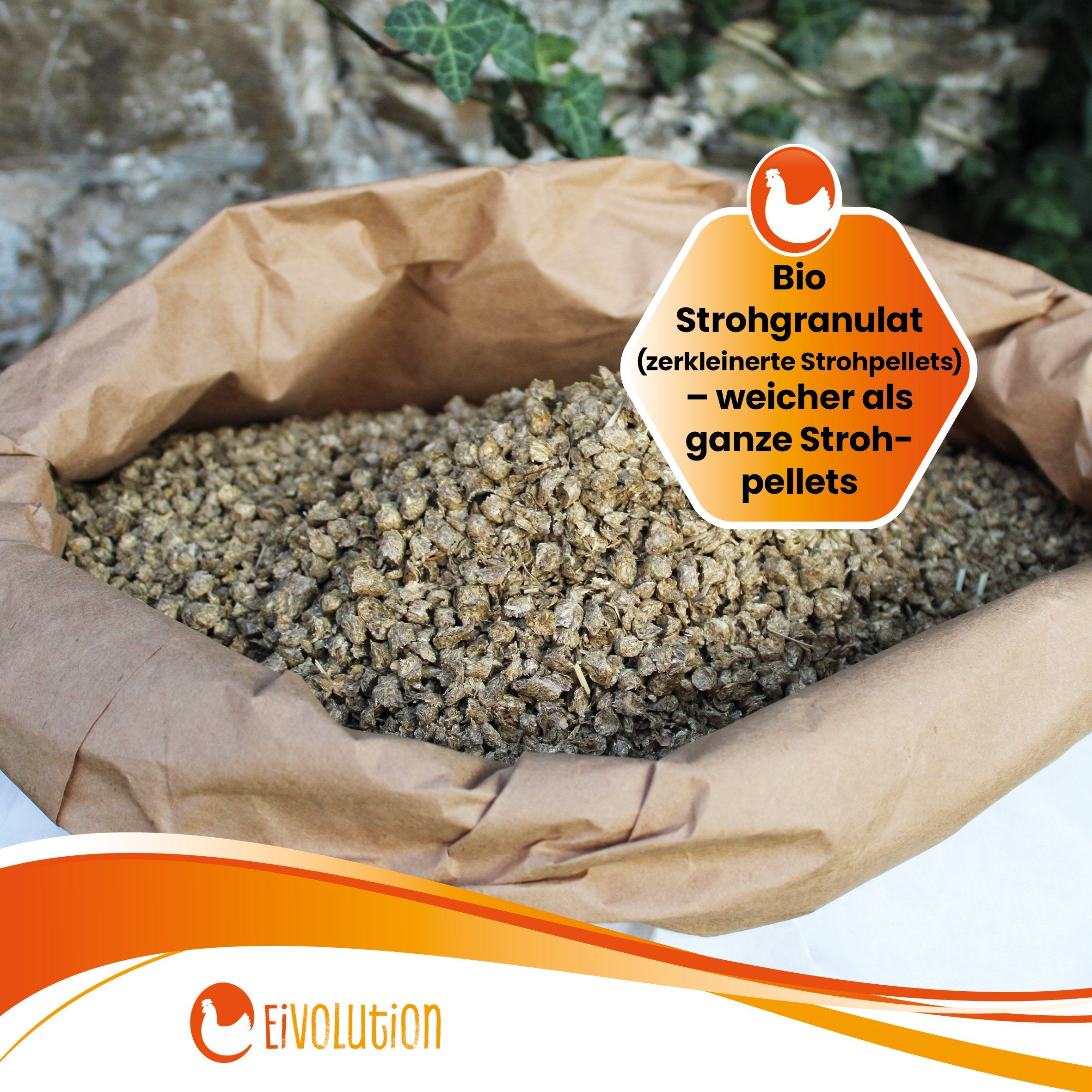 Bio Strohgranulat Einstreu "Bio Strohgranulat (zerkleinerte Strohpellets) - weicher als ganze Strohpellets"