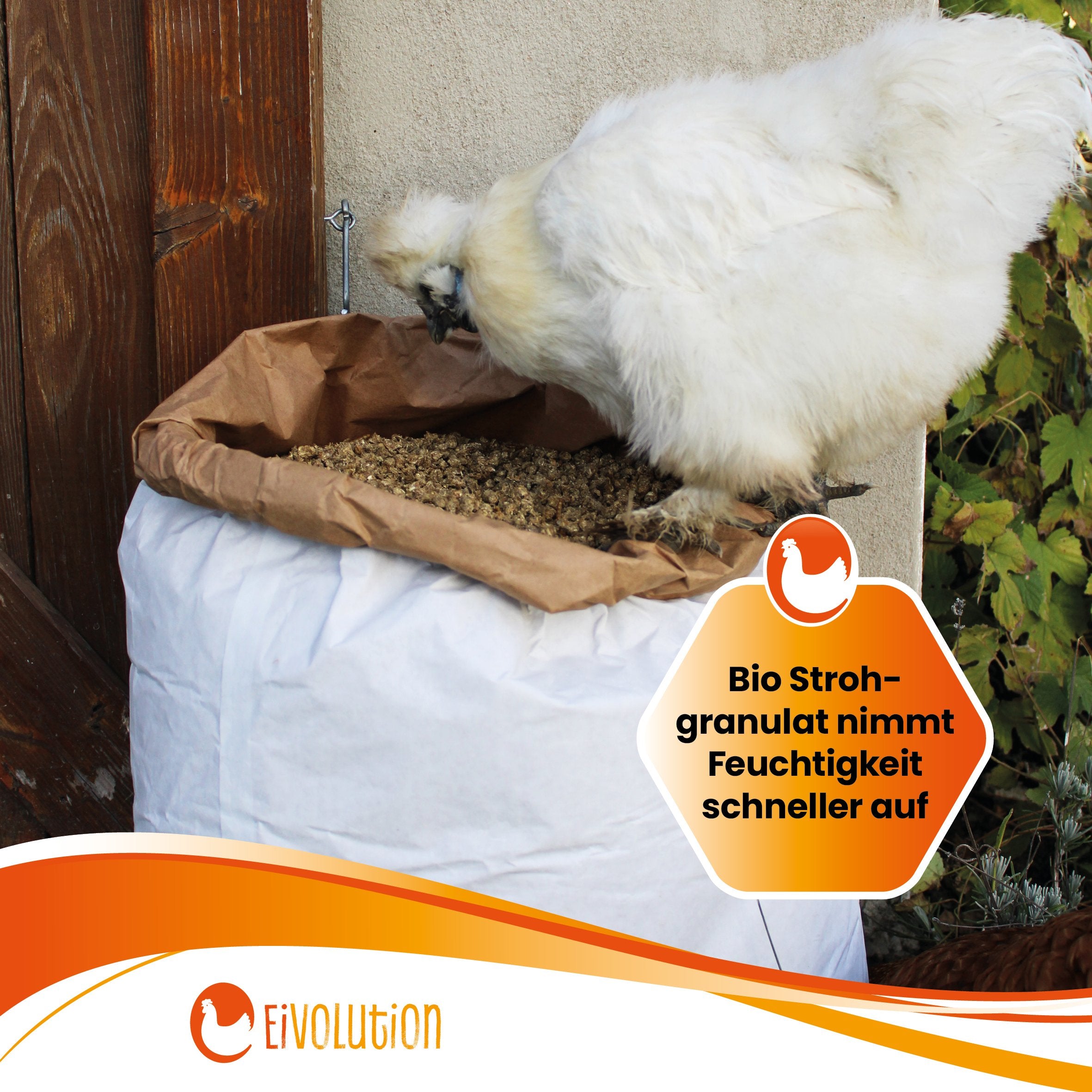 Bio Strohgranulat Einstreu "Bio Strohgranulat nimmt Feuchtigkeit schneller auf"