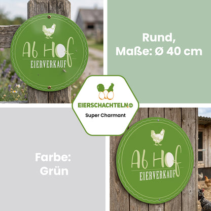 Alu-Schild „Ab Hof Eierverkauf“, Ø 40 cm