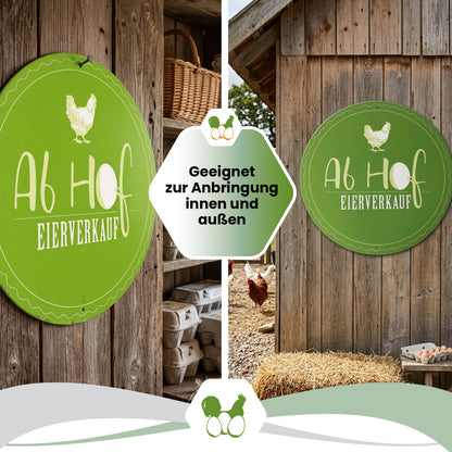 Alu-Schild „Ab Hof Eierverkauf“, Ø 40 cm