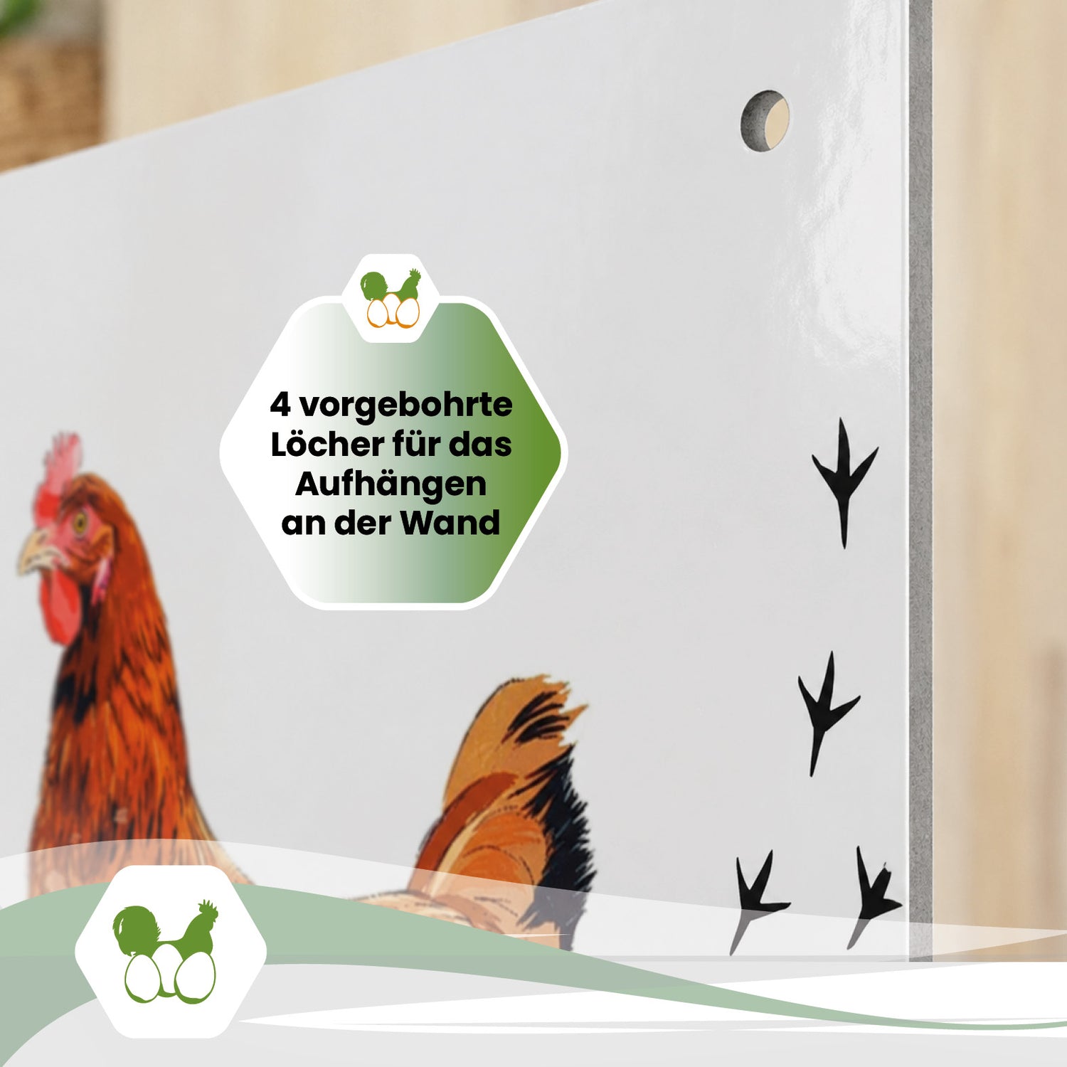 Alu-Schild Huhn „Frische Eier aus Freilandhaltung“, 21 x 29,7 cm