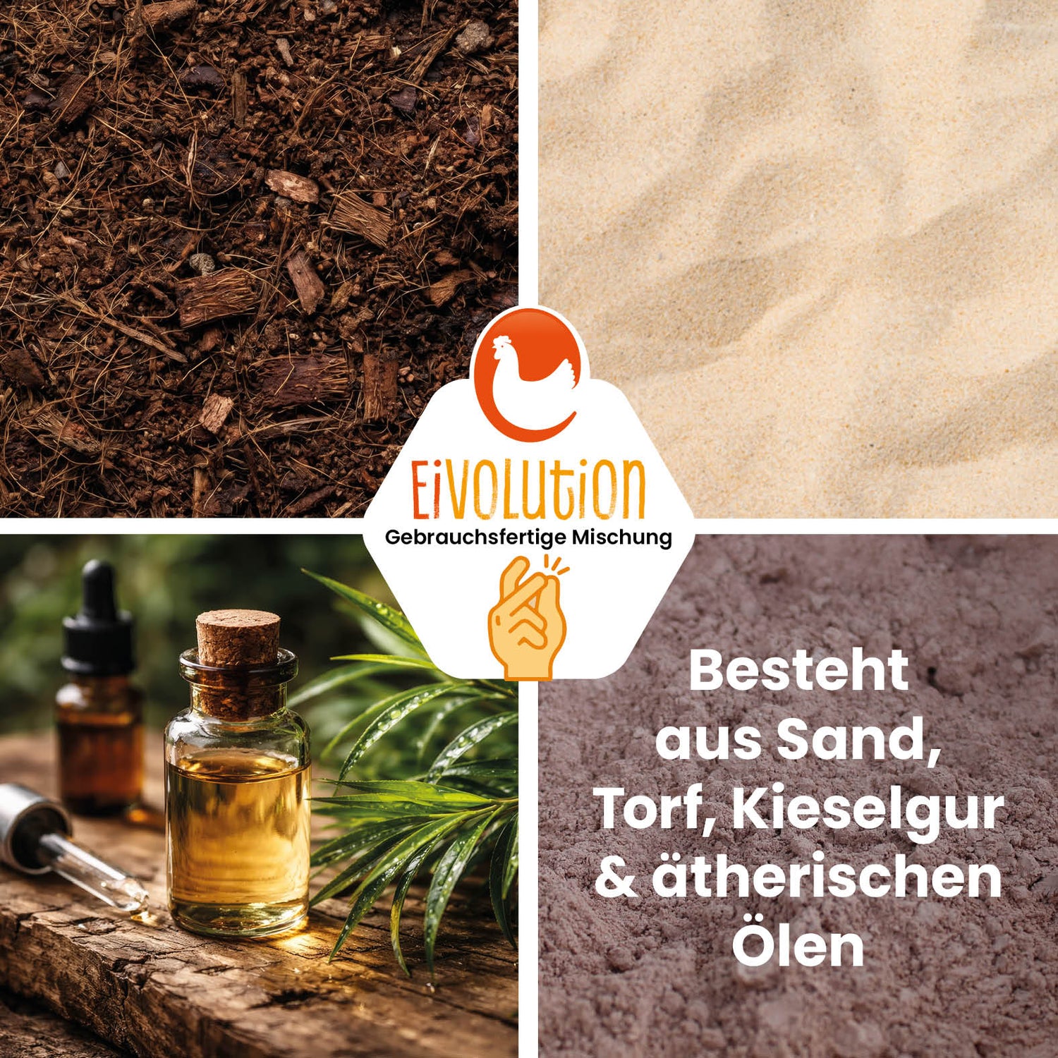 Badesand mit Torf &amp; Kieselgur "Besteht aus Sand, Torf, Kieselgur &amp; ätherischen Ölen"