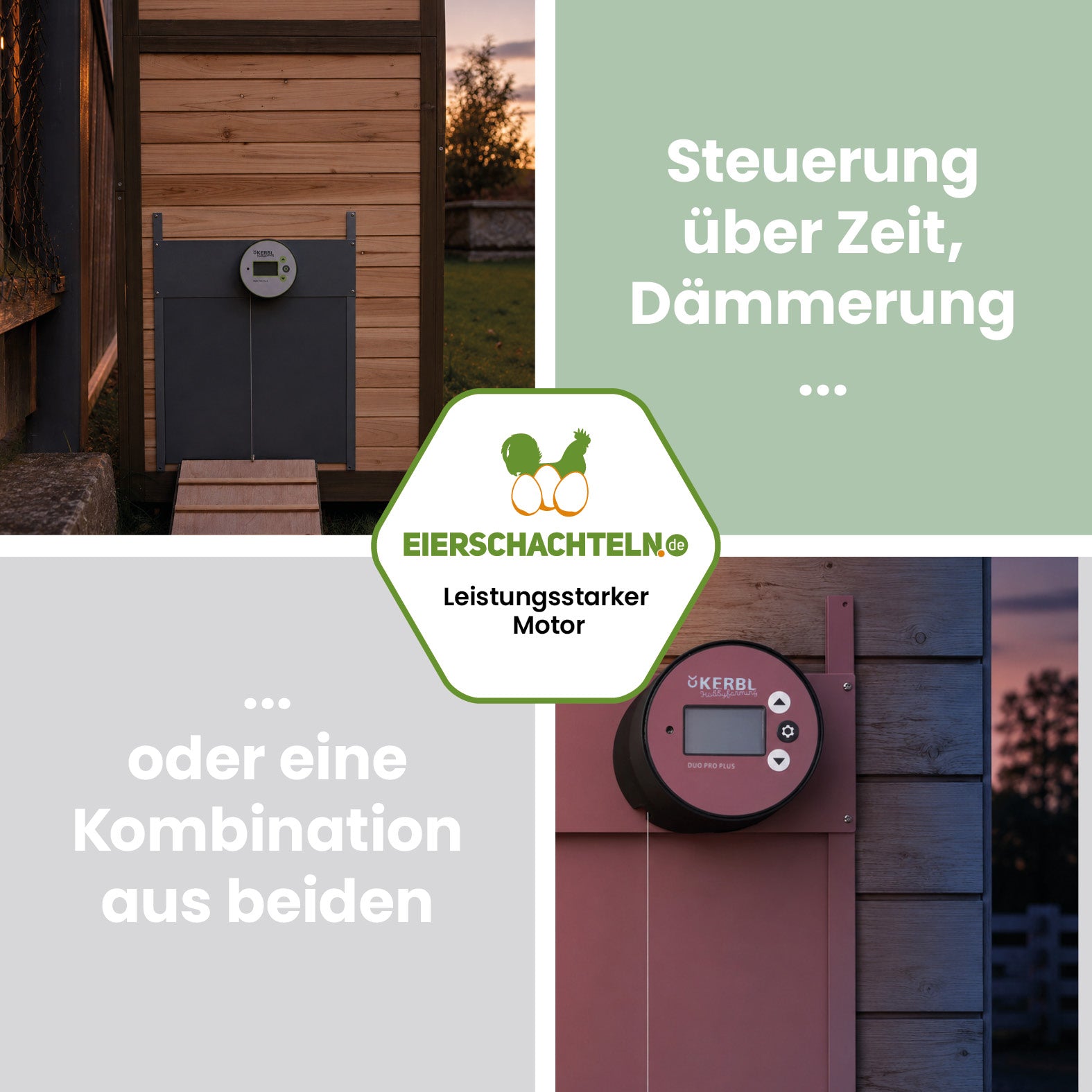 Automatische Hühnertür Duo Pro Plus Komplettset - zwei Farben