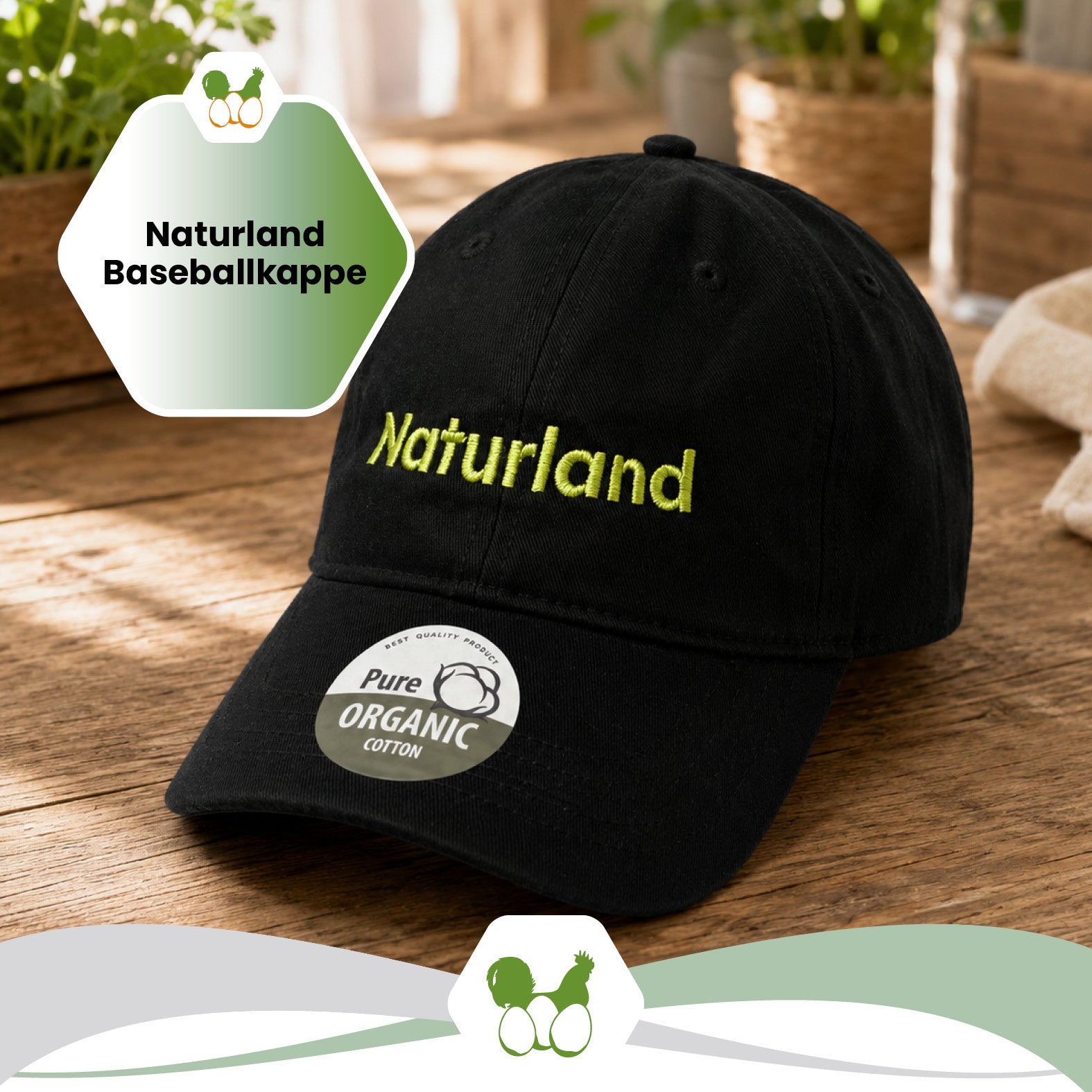 Naturland Baseballkappe aus Bio-Baumwolle