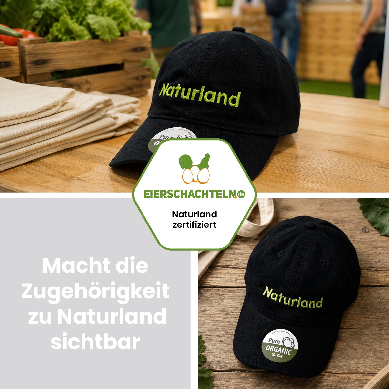 Naturland Baseballkappe aus Bio-Baumwolle