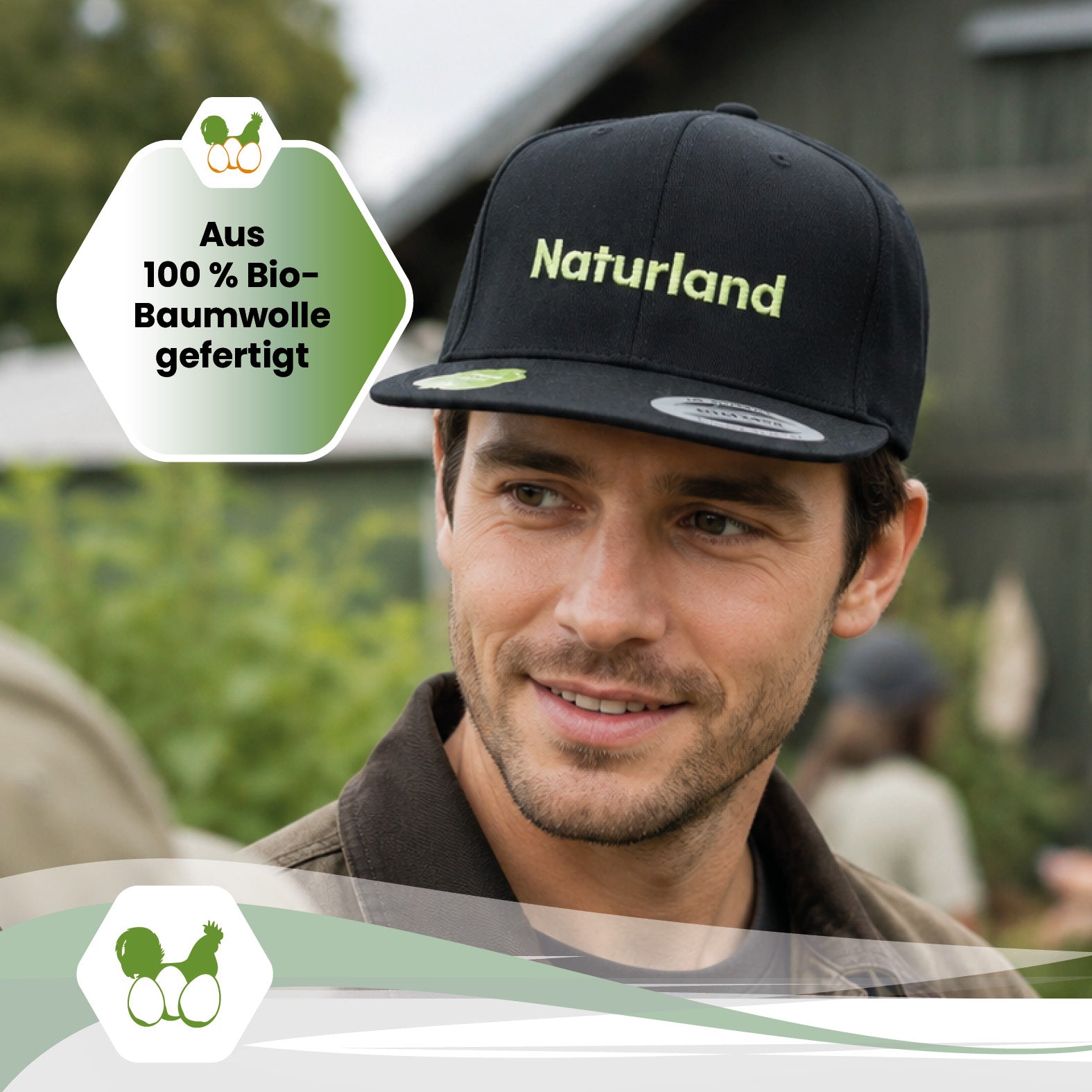 Naturland Premium Snapback Cap aus Bio-Baumwolle