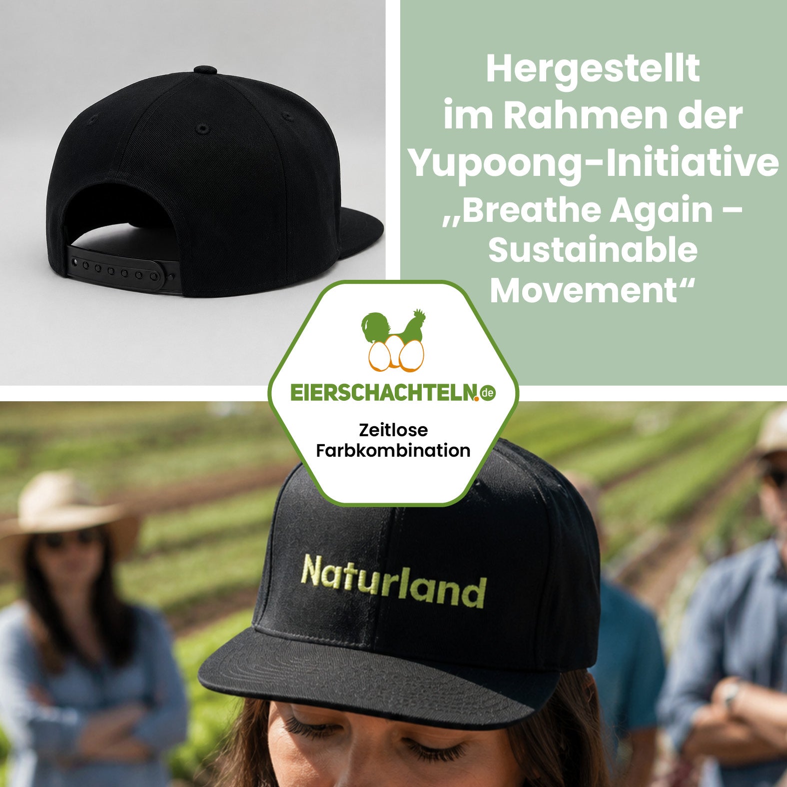 Naturland Premium Snapback Cap aus Bio-Baumwolle
